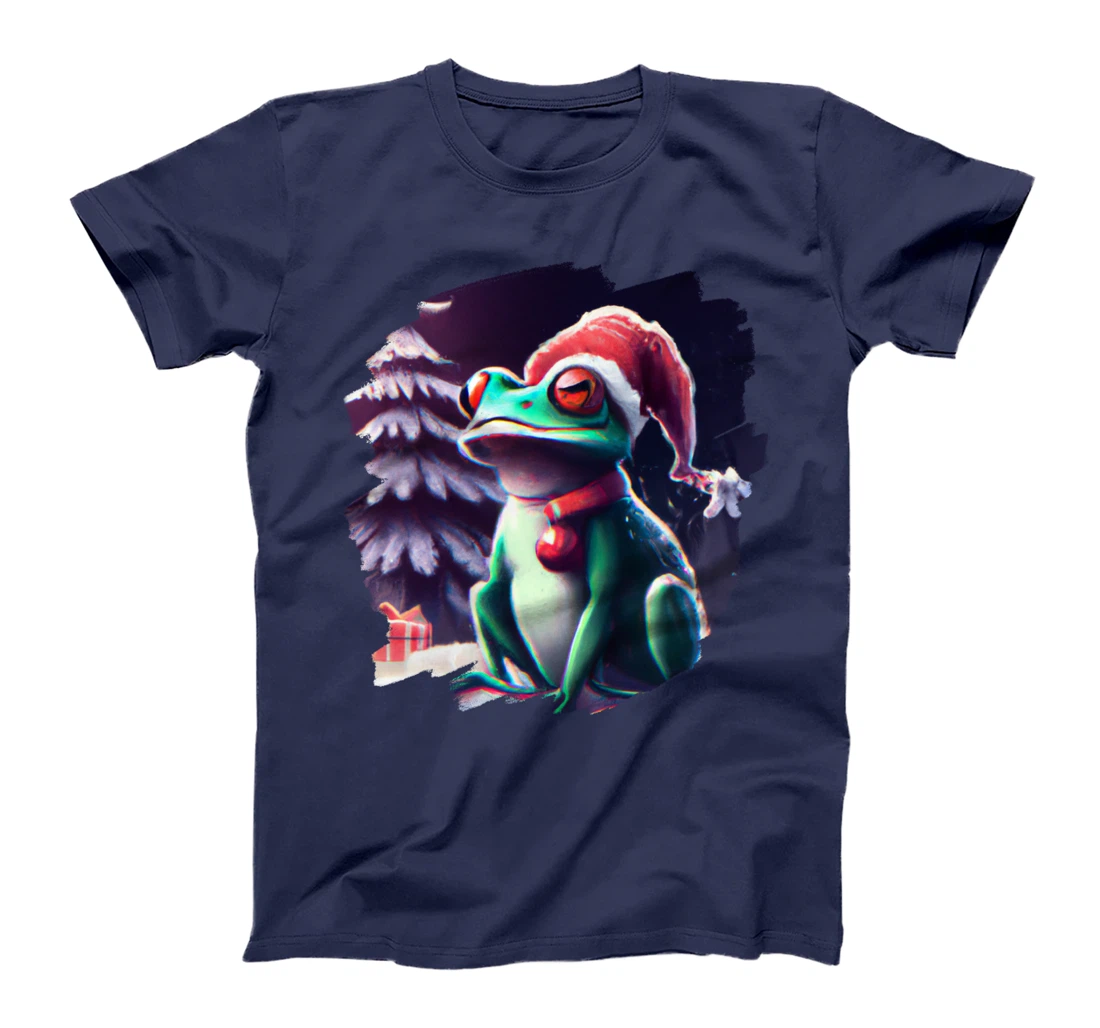 Frog Wearing Santa Claus Hat Christmas Tree Christmas Frogs T-Shirt