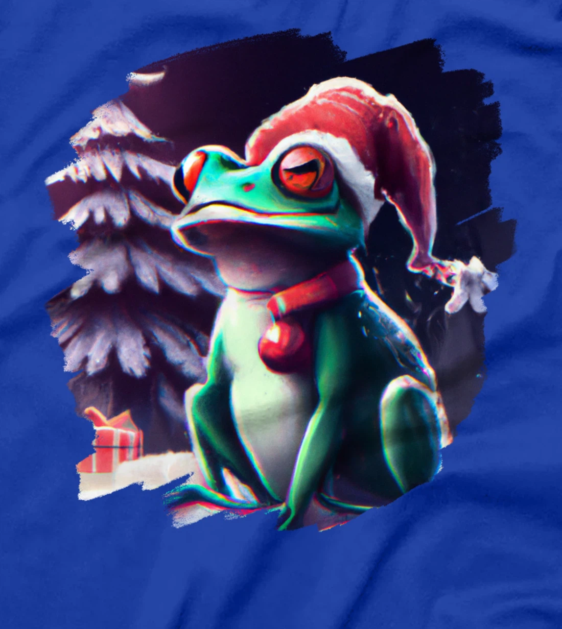 Frog Wearing Santa Claus Hat Christmas Tree Christmas Frogs T-Shirt