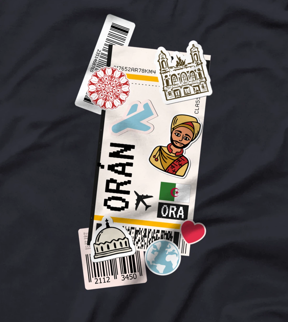 Algeria Wahran Oran Boarding Pass Travel Trip Adventures T-Shirt