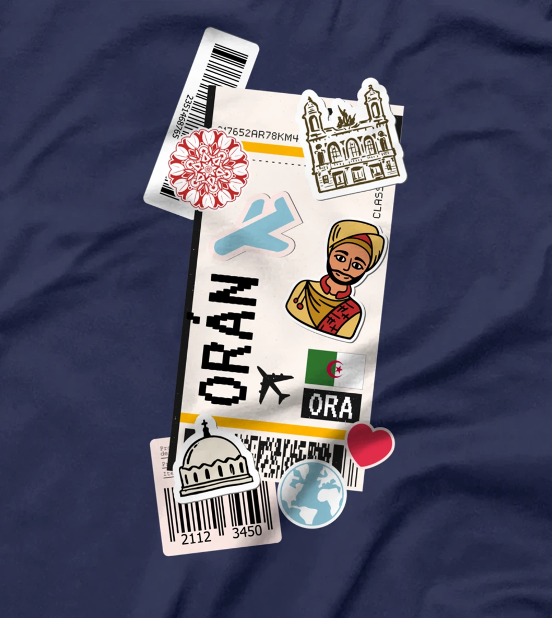 Algeria Wahran Oran Boarding Pass Travel Trip Adventures T-Shirt