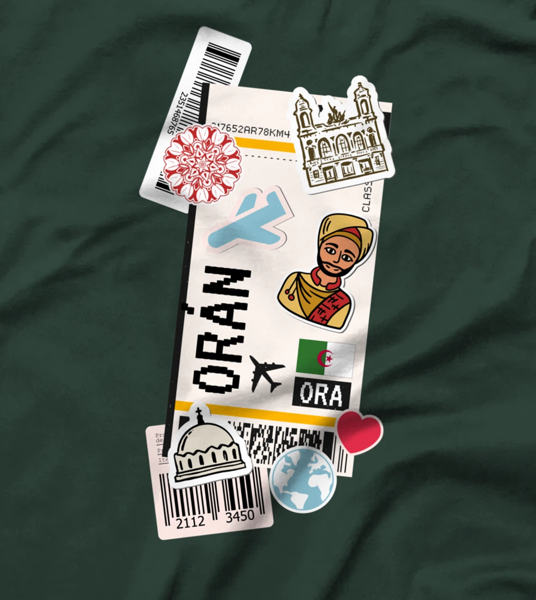 Algeria Wahran Oran Boarding Pass Travel Trip Adventures T-Shirt