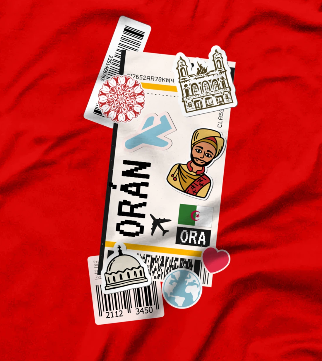 Algeria Wahran Oran Boarding Pass Travel Trip Adventures T-Shirt