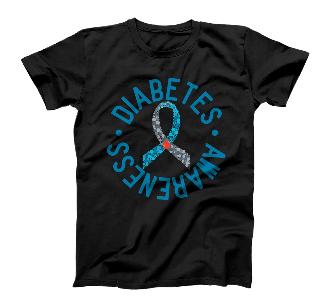Diabetes Awareness Grey Blue Ribbon Support Costume T-Shirt