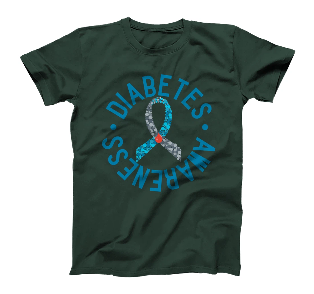 Diabetes Awareness Grey Blue Ribbon Support Costume T-Shirt