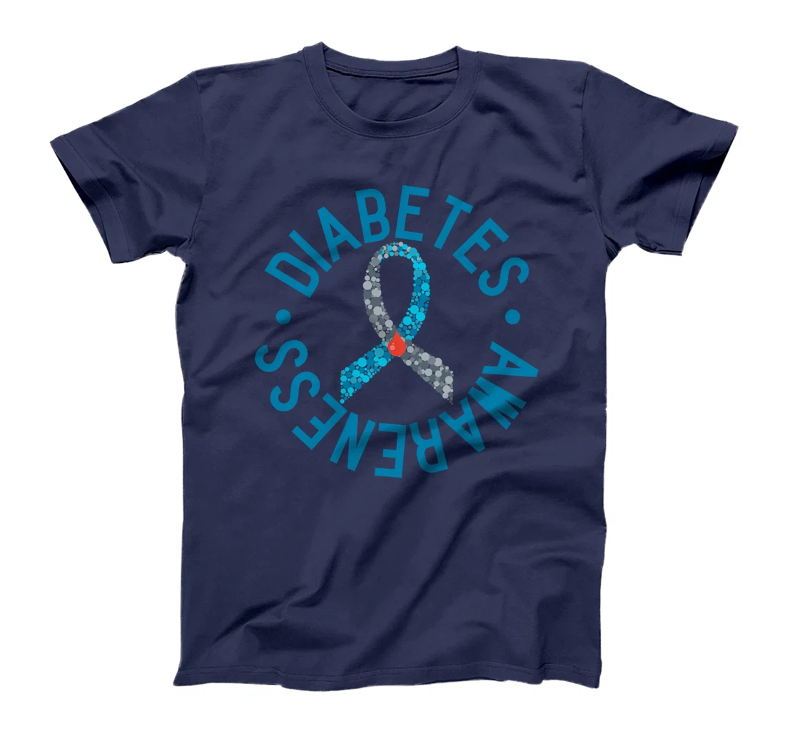 Diabetes Awareness Grey Blue Ribbon Support Costume T-Shirt