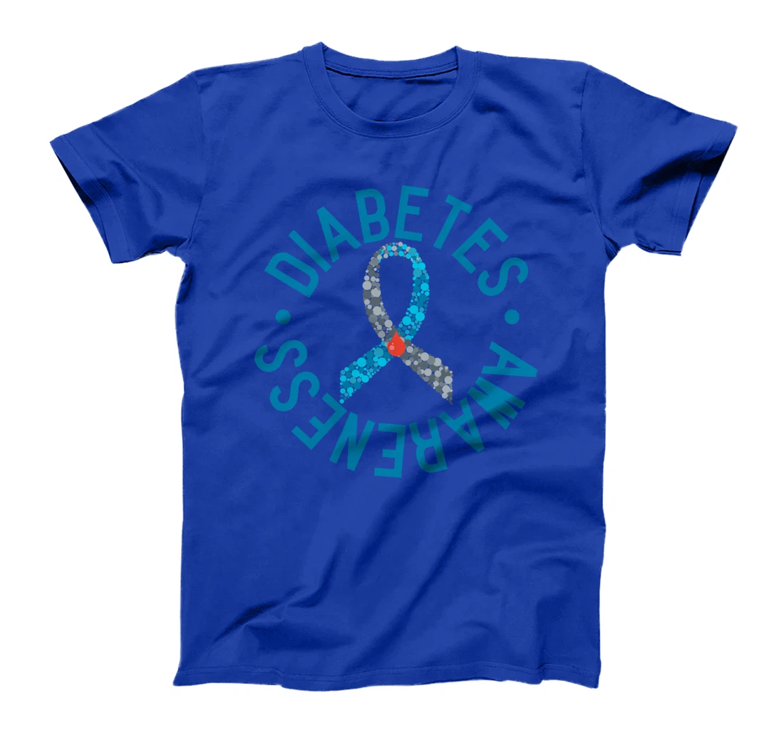 Diabetes Awareness Grey Blue Ribbon Support Costume T-Shirt