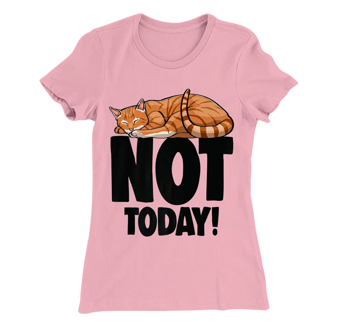 Womens Not Today Sleeping Cat Funny Cat Lovers Kitten T-Shirt, Women T-Shirt