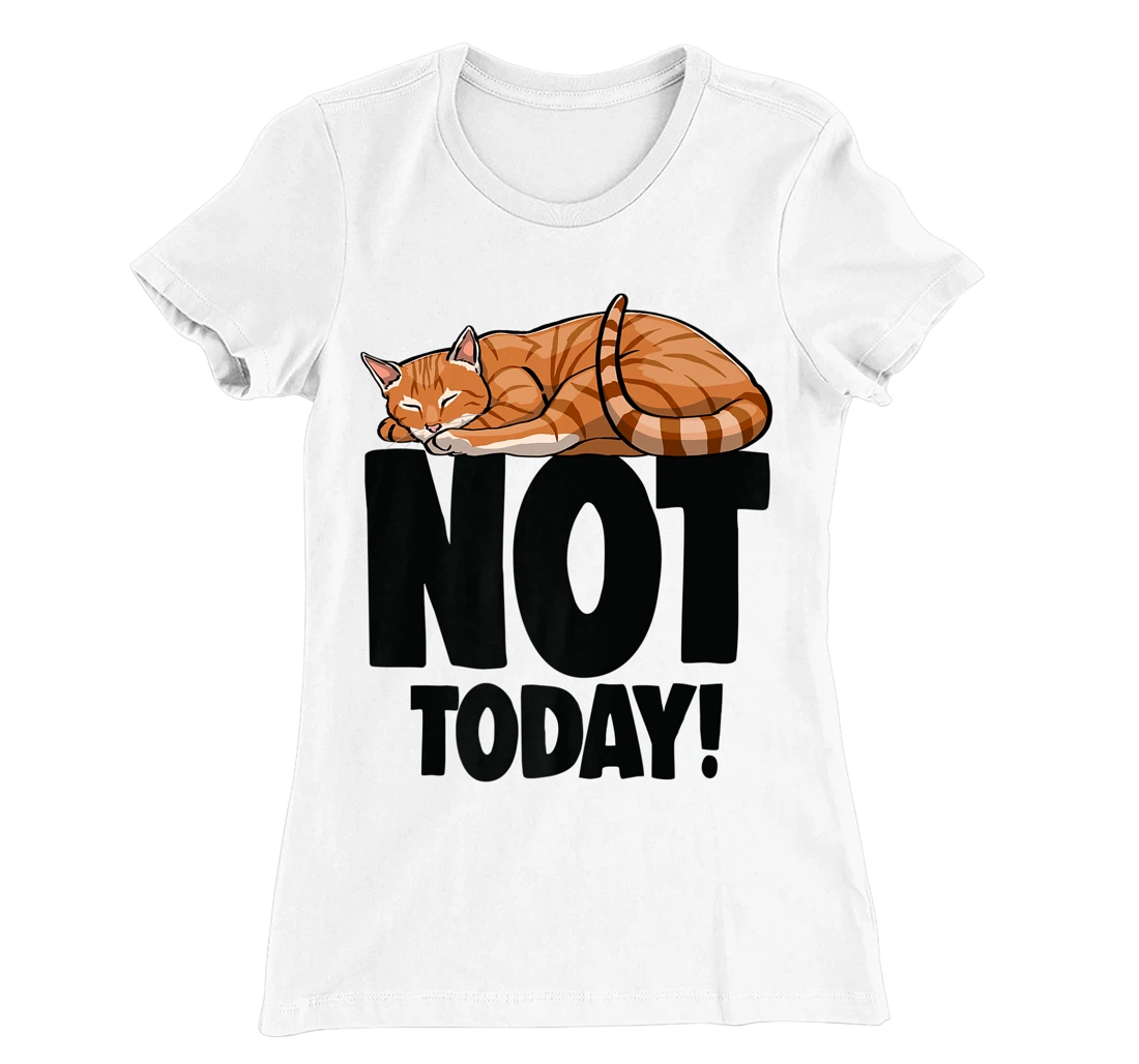 Womens Not Today Sleeping Cat Funny Cat Lovers Kitten T-Shirt, Women T-Shirt
