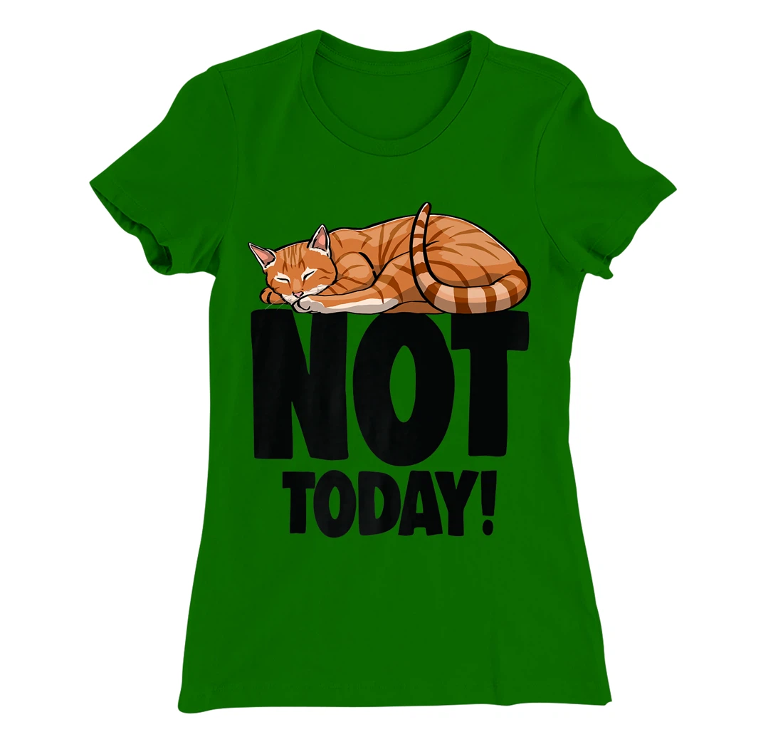 Womens Not Today Sleeping Cat Funny Cat Lovers Kitten T-Shirt, Women T-Shirt