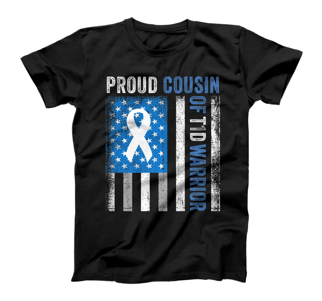 Proud Cousin Of T1D Warrior US Flag Diabetes Awareness T-Shirt, Women T-Shirt