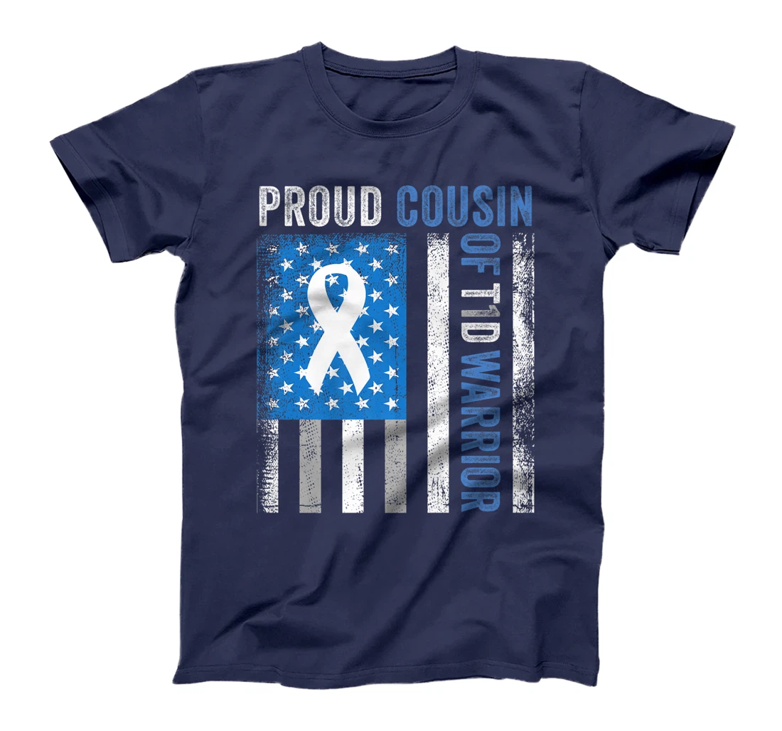 Proud Cousin Of T1D Warrior US Flag Diabetes Awareness T-Shirt, Women T-Shirt