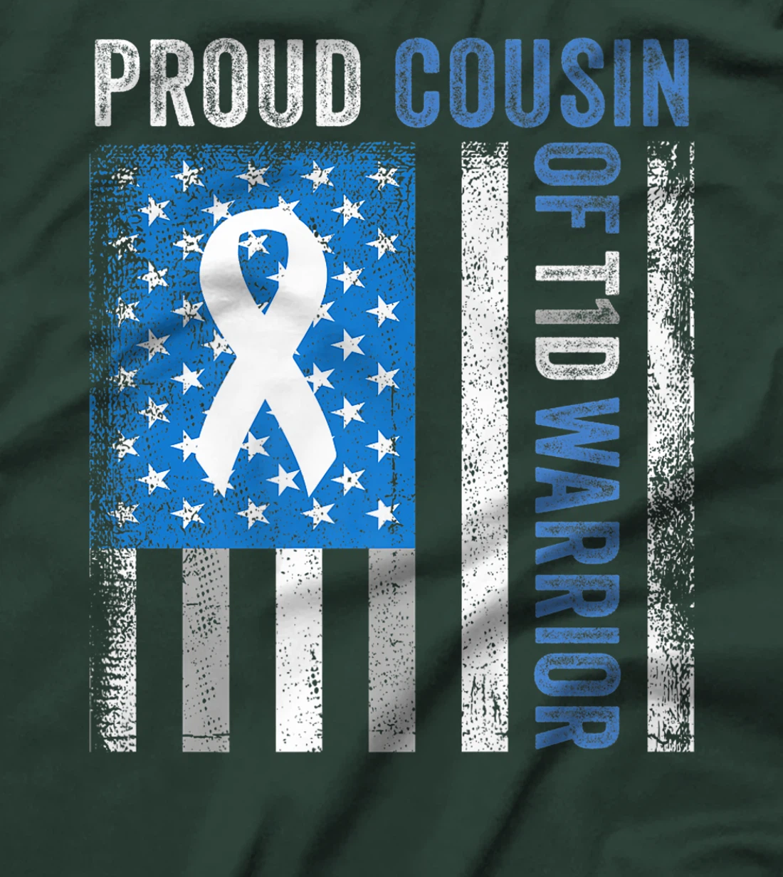 Proud Cousin Of T1D Warrior US Flag Diabetes Awareness T-Shirt, Women T-Shirt