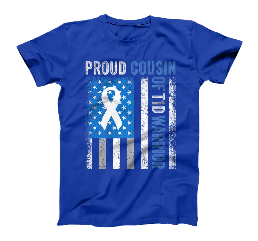 Proud Cousin Of T1D Warrior US Flag Diabetes Awareness T-Shirt, Women T-Shirt