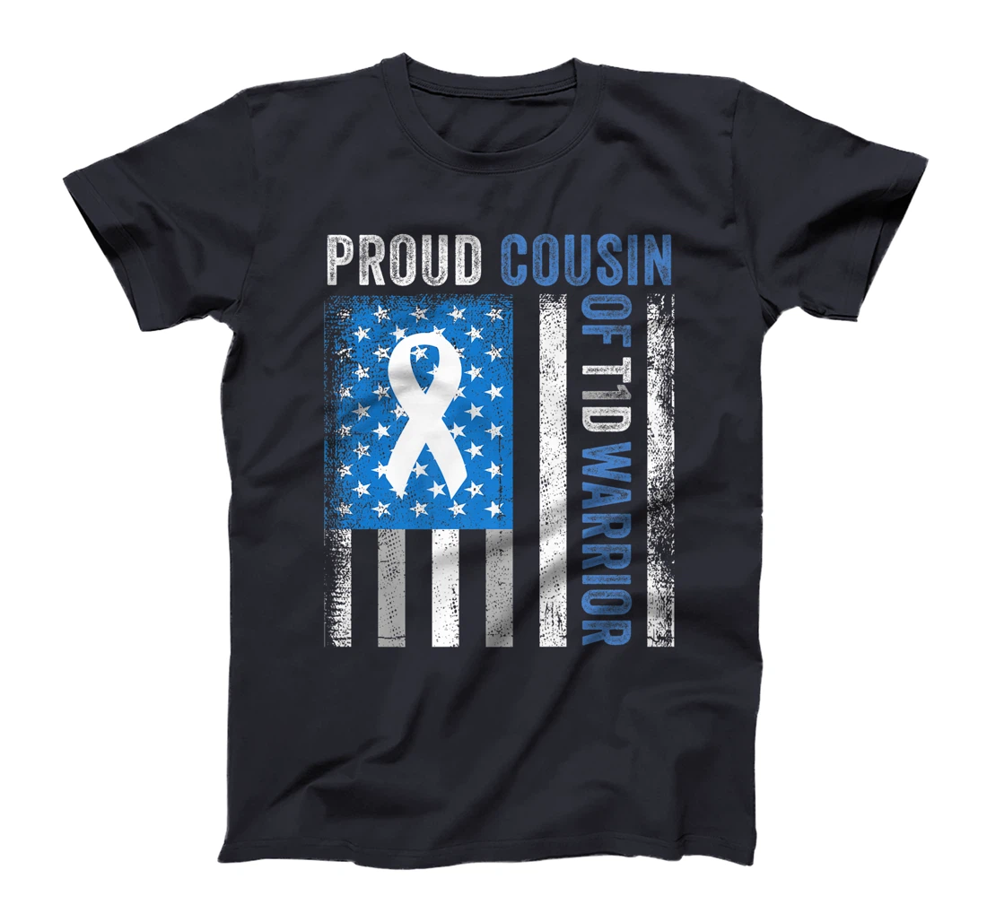 Proud Cousin Of T1D Warrior US Flag Diabetes Awareness T-Shirt, Women T-Shirt
