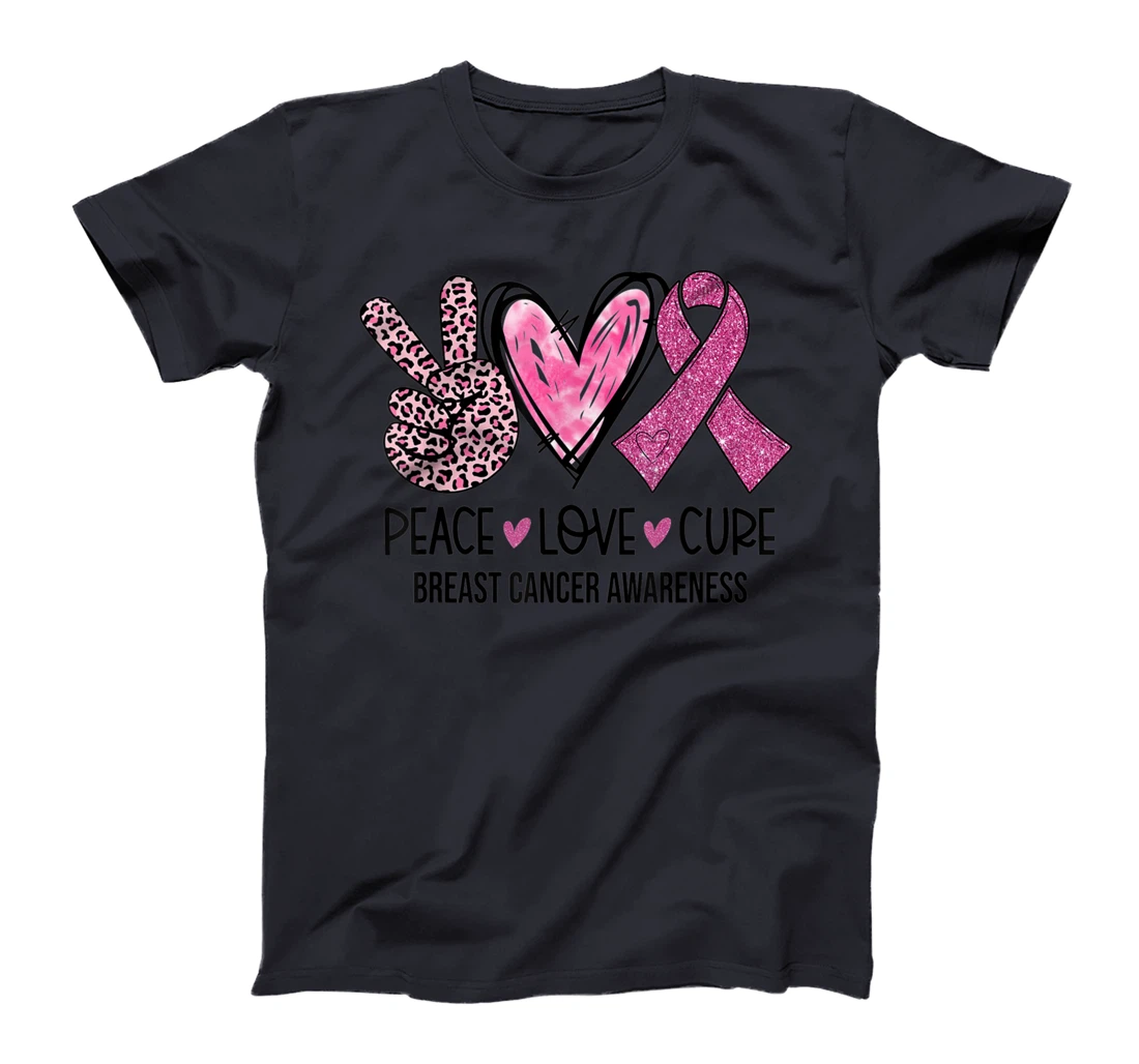 Peace Love Cure Pink Ribbon Breast Cancer Awareness Women T-Shirt
