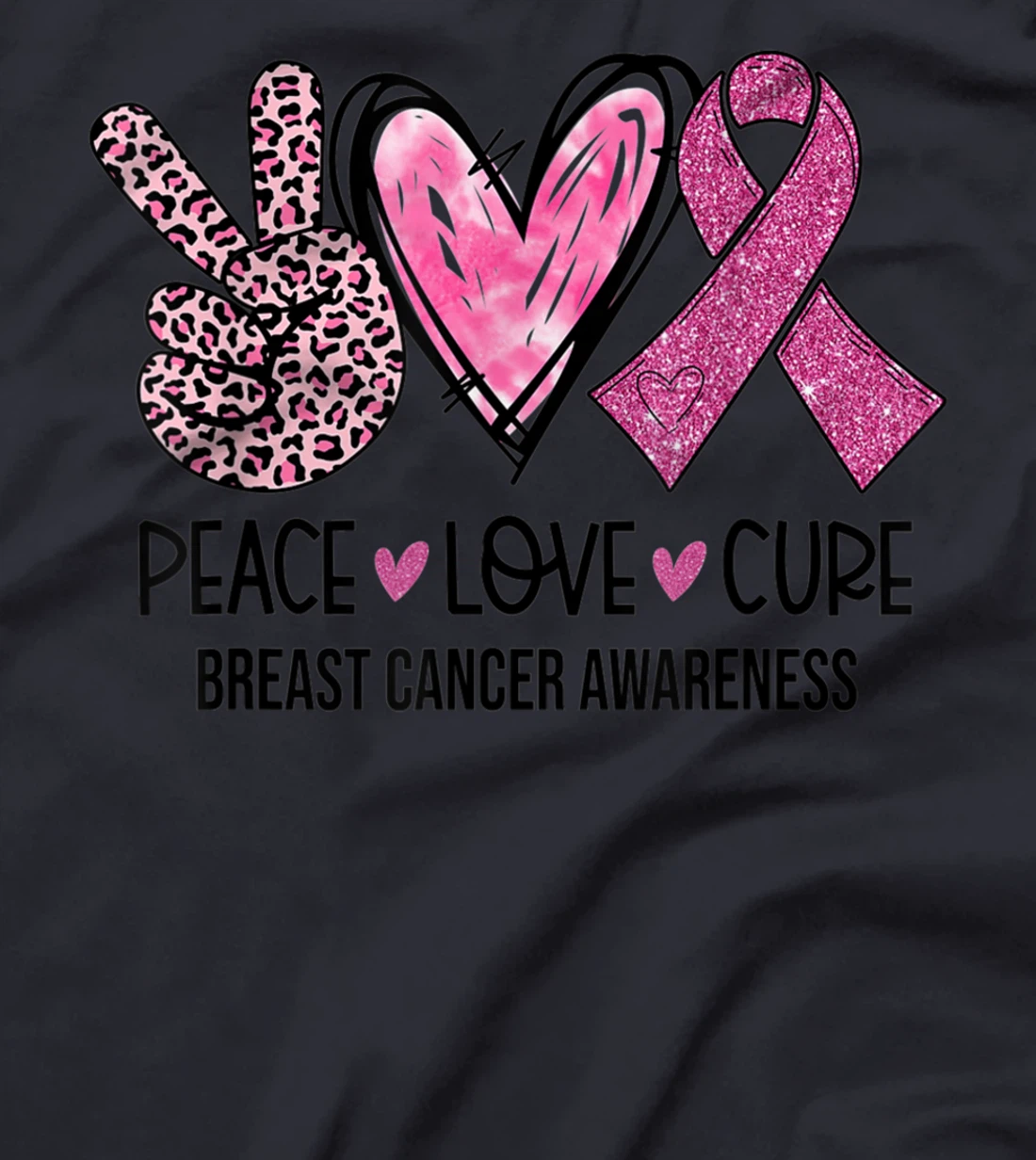 Peace Love Cure Pink Ribbon Breast Cancer Awareness Women T-Shirt