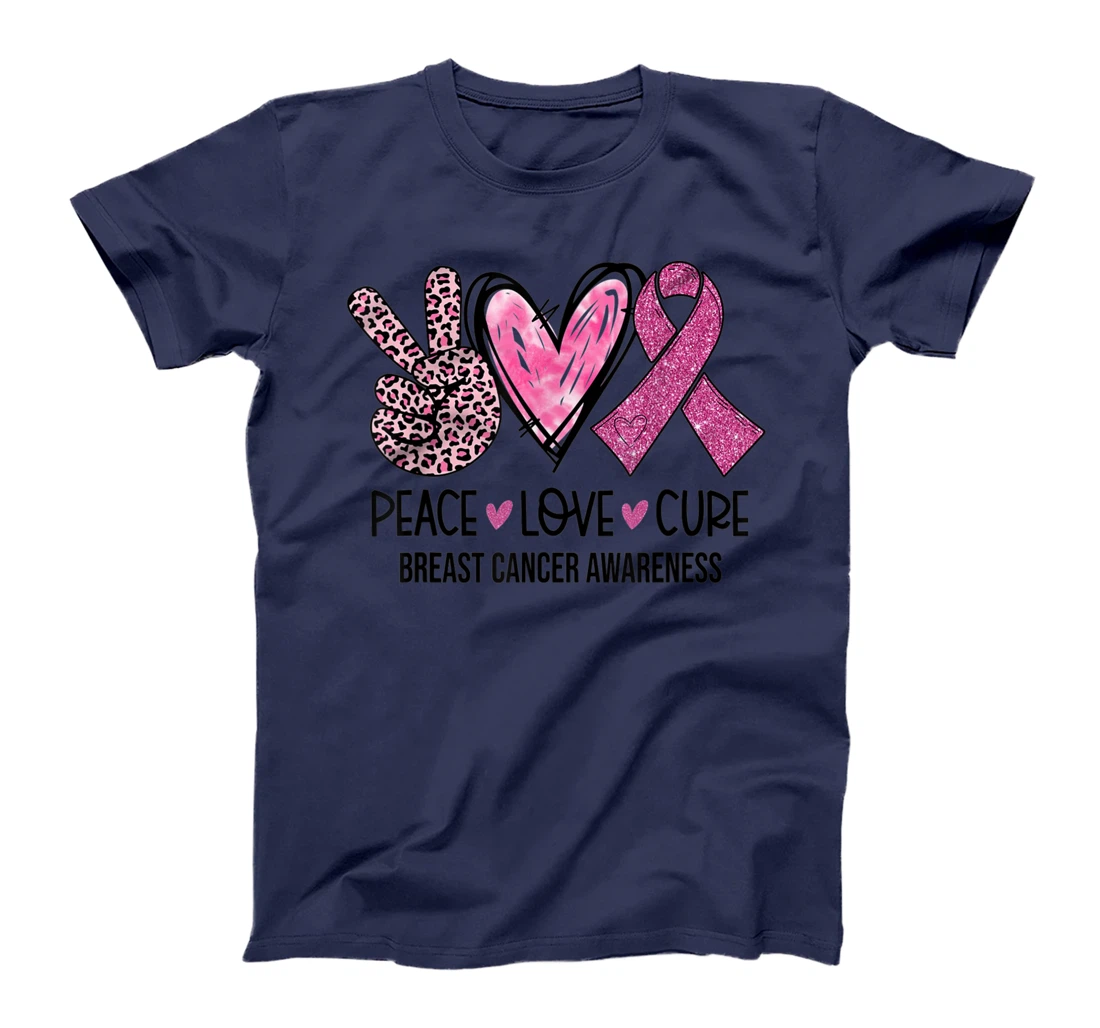 Peace Love Cure Pink Ribbon Breast Cancer Awareness Women T-Shirt