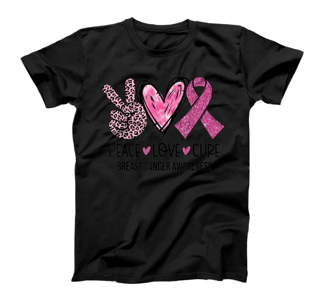 Peace Love Cure Pink Ribbon Breast Cancer Awareness Women T-Shirt