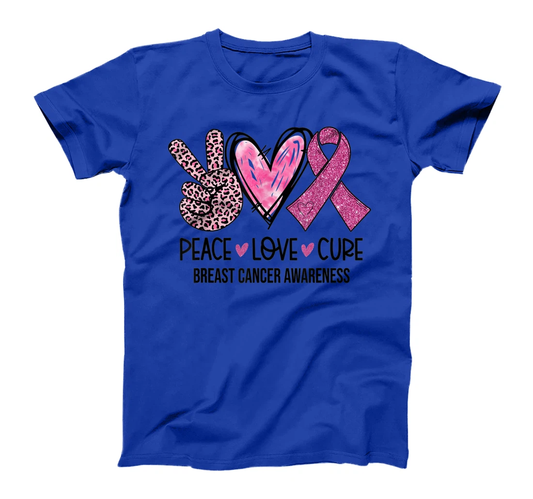Peace Love Cure Pink Ribbon Breast Cancer Awareness Women T-Shirt