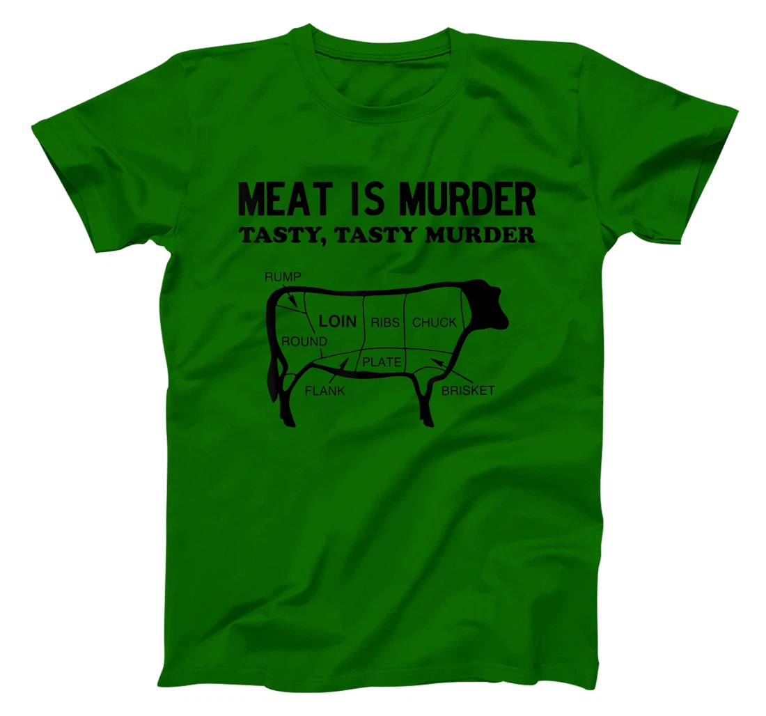 Meat Is Murder, Tasty, Tasty Murder Cuts of Steak Parts Beef T-Shirt, Women T-Shirt