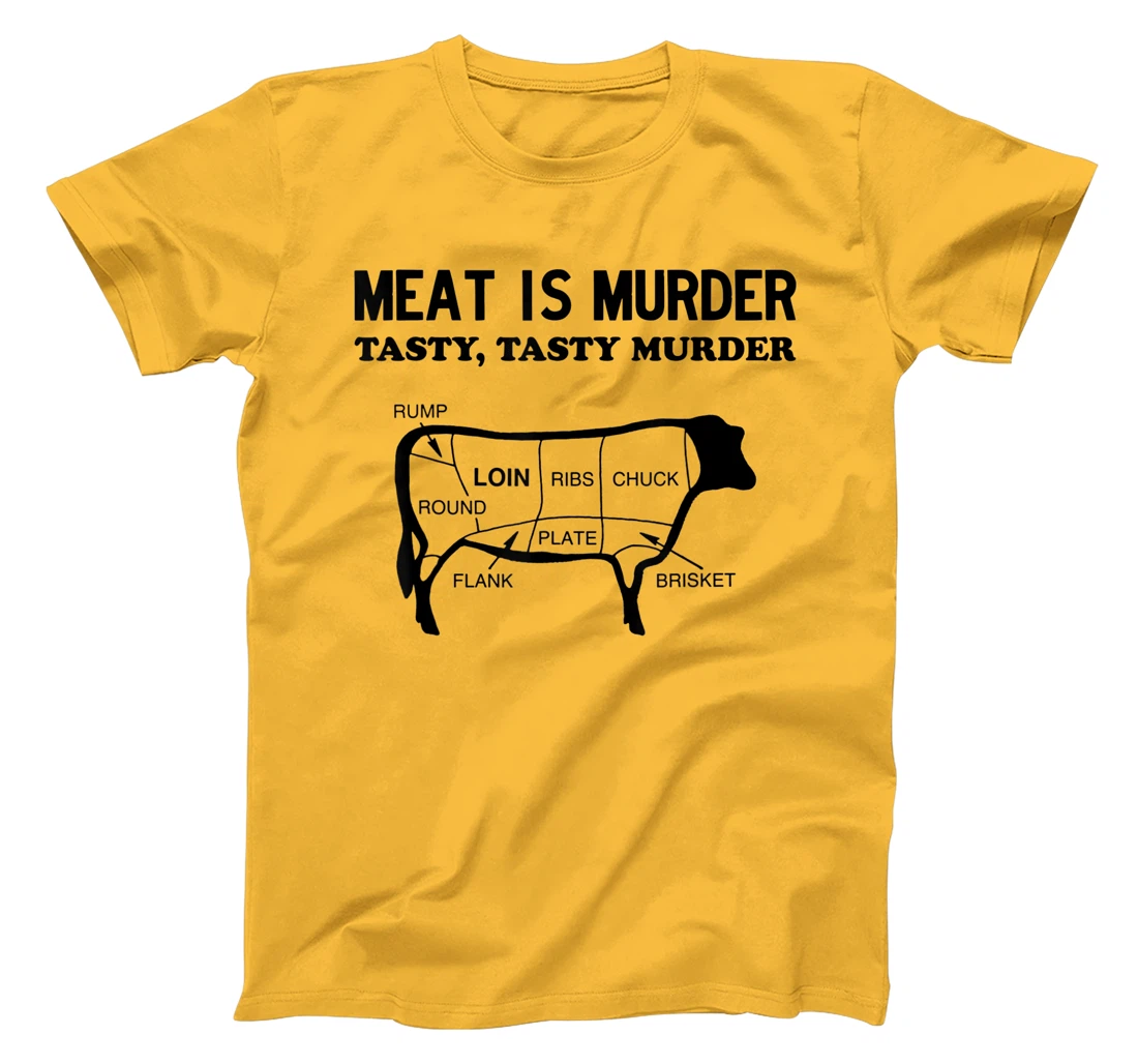 Meat Is Murder, Tasty, Tasty Murder Cuts of Steak Parts Beef T-Shirt, Women T-Shirt