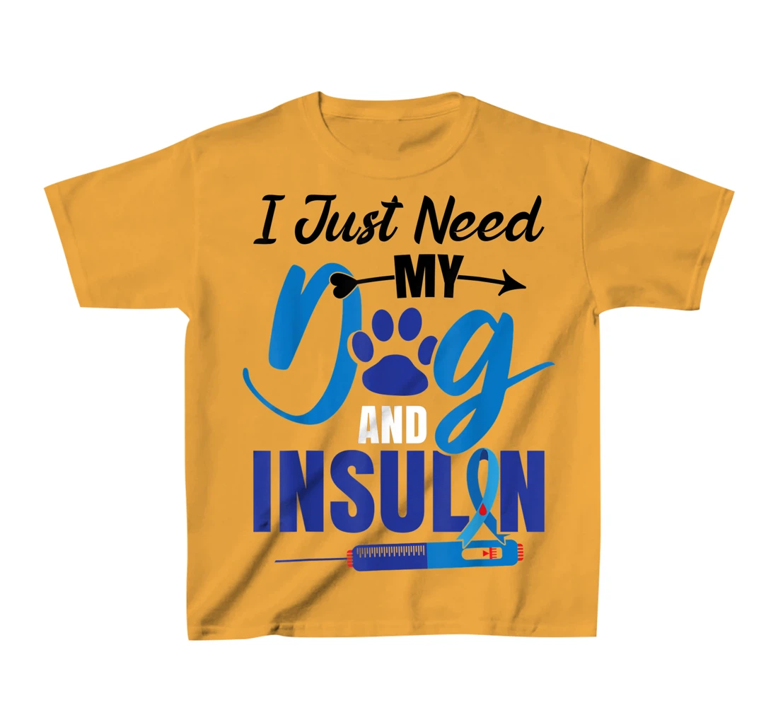 Funny Dog Insulin T1D Warrior Diabetes T-Shirt, Kid T-Shirt and Women T-Shirt