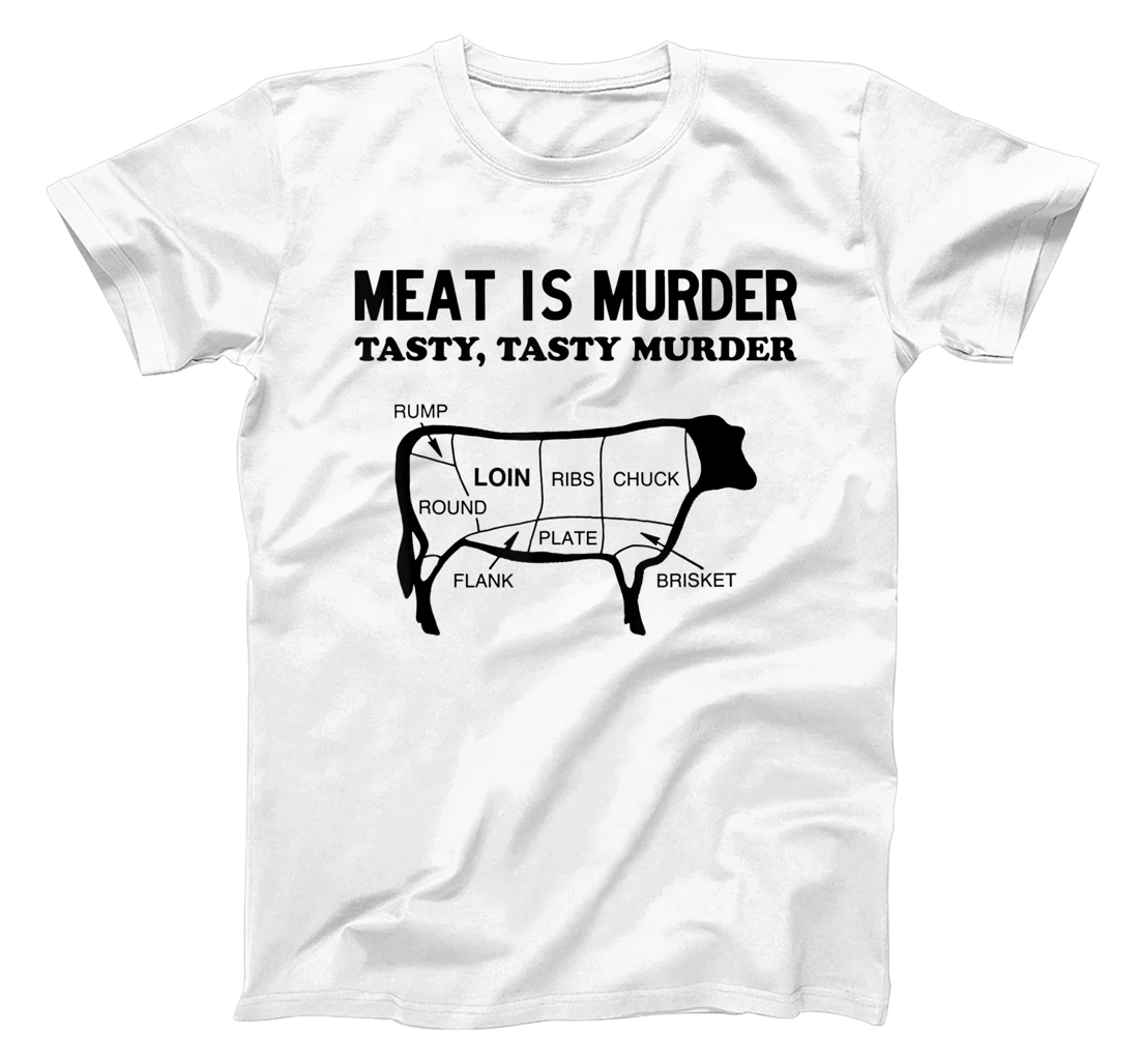 Meat Is Murder, Tasty, Tasty Murder Cuts of Steak Parts Beef T-Shirt, Women T-Shirt
