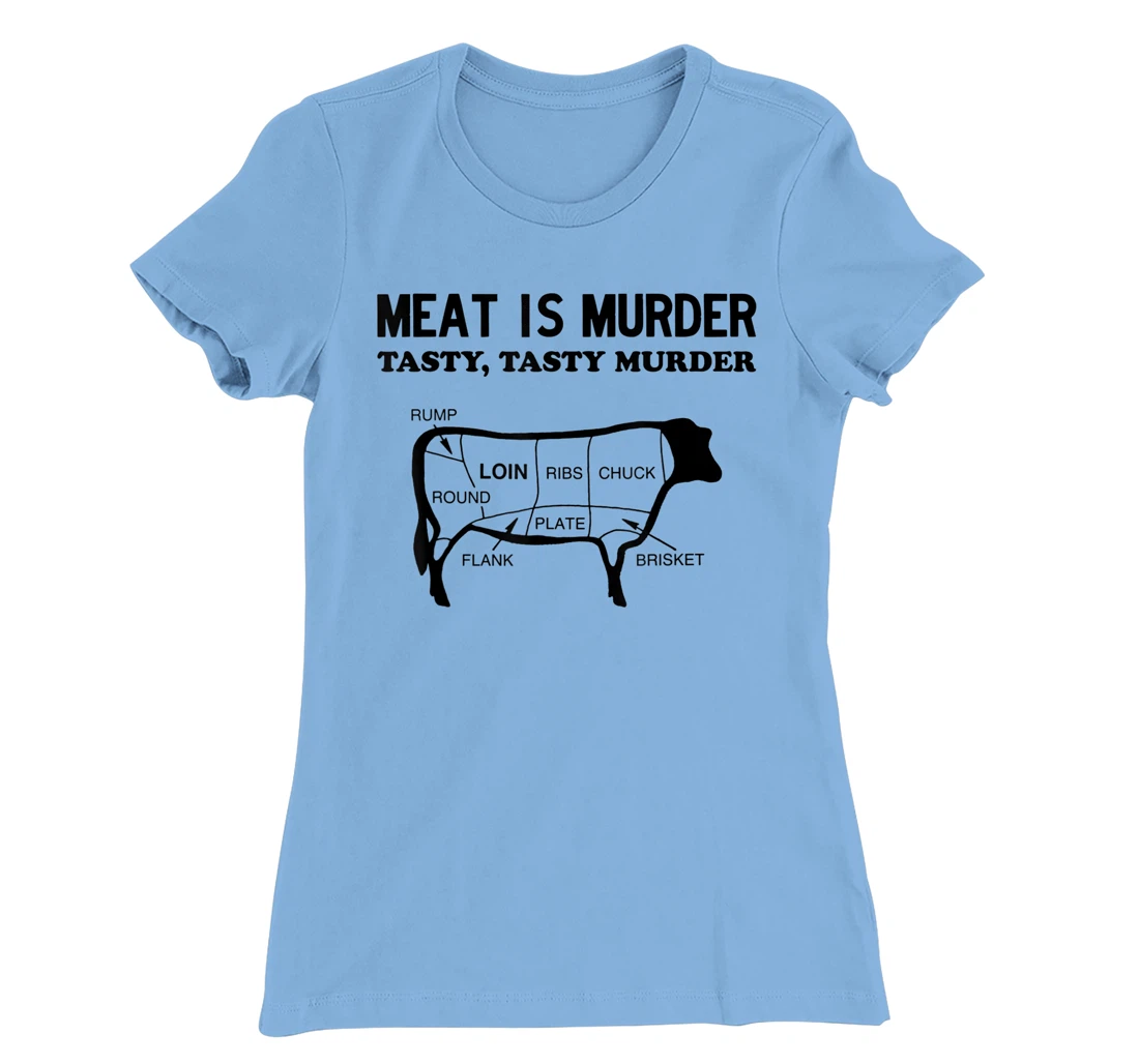 Meat Is Murder, Tasty, Tasty Murder Cuts of Steak Parts Beef T-Shirt, Women T-Shirt