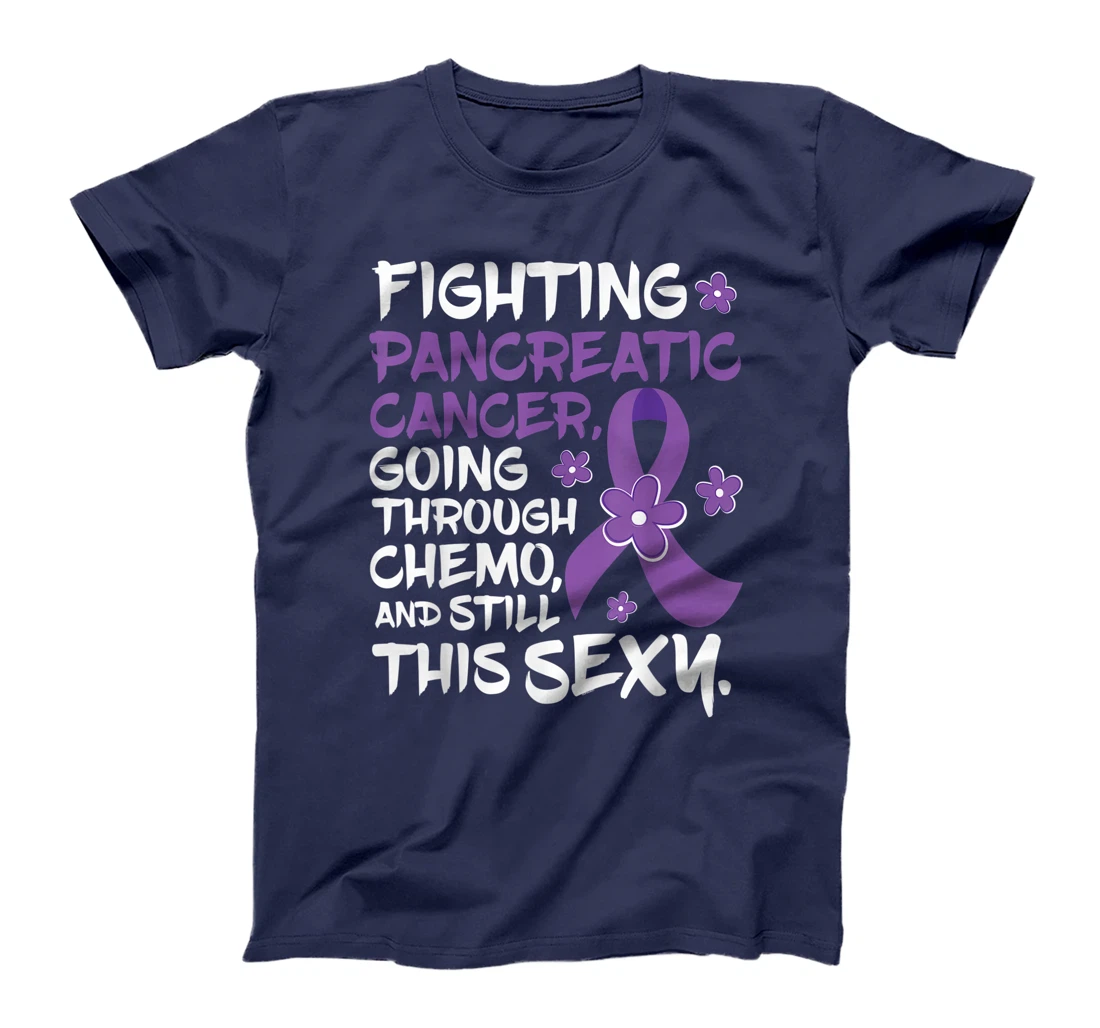 Pancreatic Cancer Going Through Chemo Support Warrior Ribbon T-Shirt, Women T-Shirt