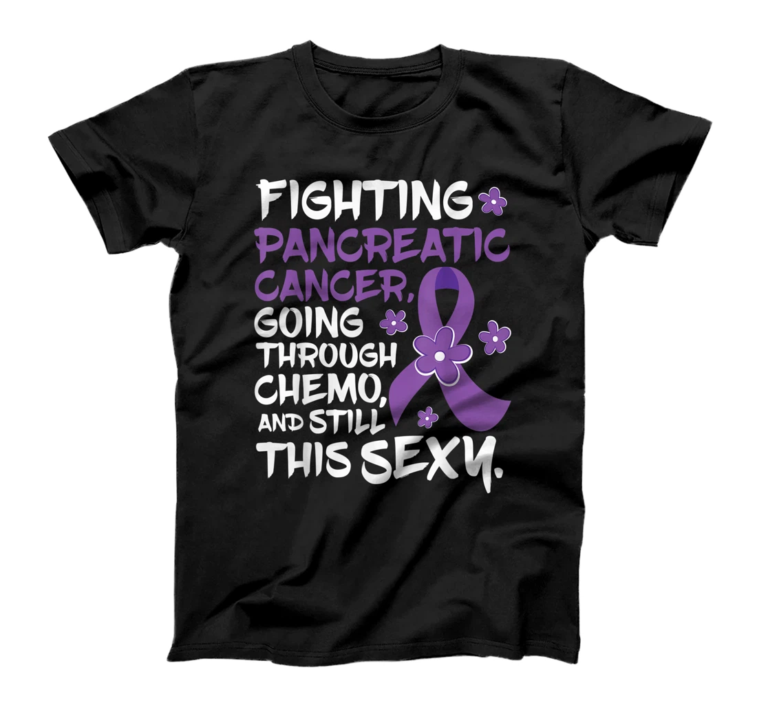 Pancreatic Cancer Going Through Chemo Support Warrior Ribbon T-Shirt, Women T-Shirt