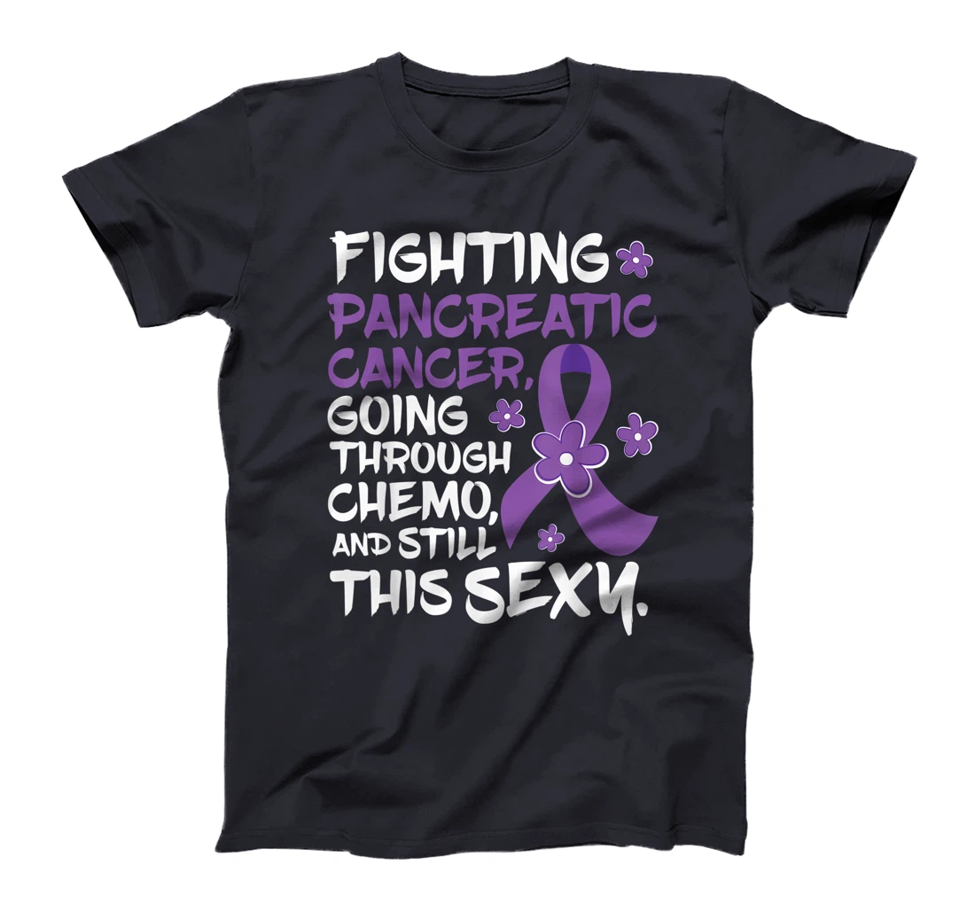 Pancreatic Cancer Going Through Chemo Support Warrior Ribbon T-Shirt, Women T-Shirt