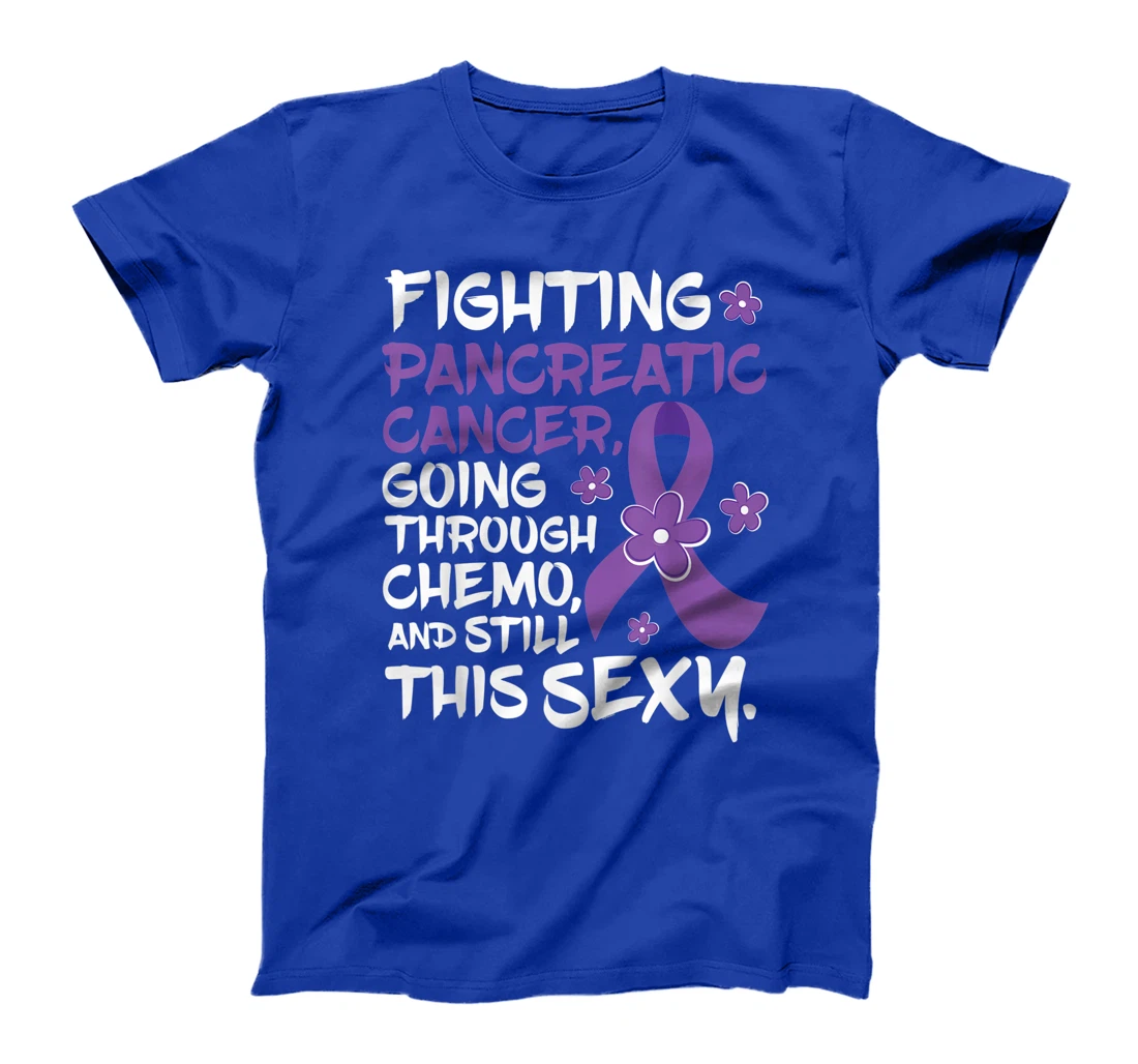 Pancreatic Cancer Going Through Chemo Support Warrior Ribbon T-Shirt, Women T-Shirt