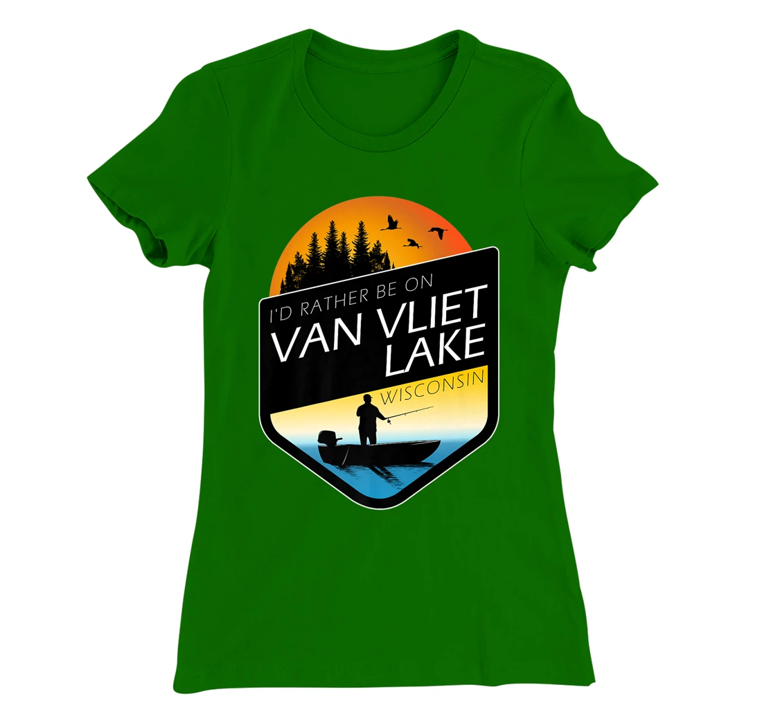 I'd Rather Be On Van Vliet Lake Wisconsin Fishing T-Shirt, Kid T-Shirt and Women T-Shirt