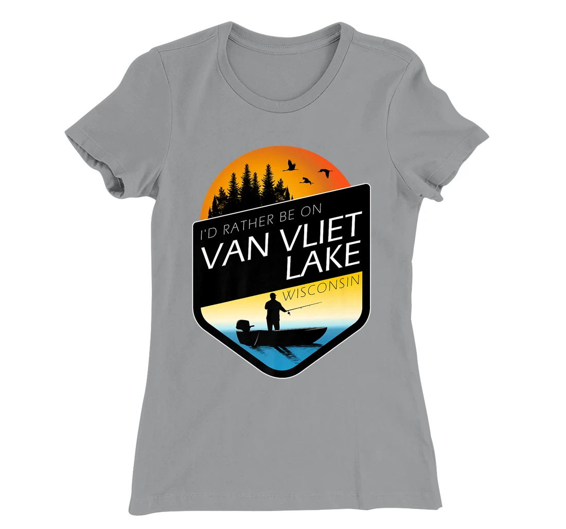 I'd Rather Be On Van Vliet Lake Wisconsin Fishing T-Shirt, Kid T-Shirt and Women T-Shirt