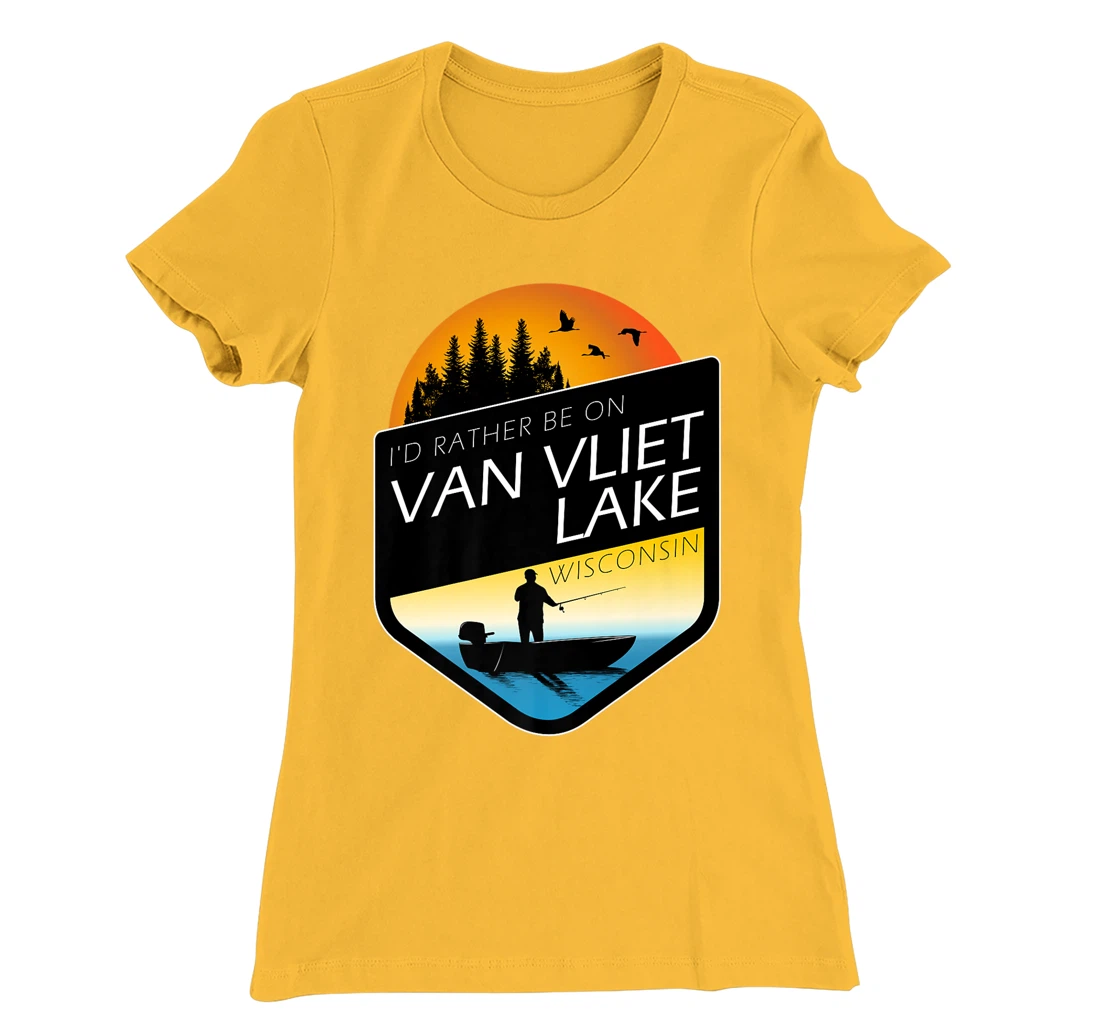 I'd Rather Be On Van Vliet Lake Wisconsin Fishing T-Shirt, Kid T-Shirt and Women T-Shirt