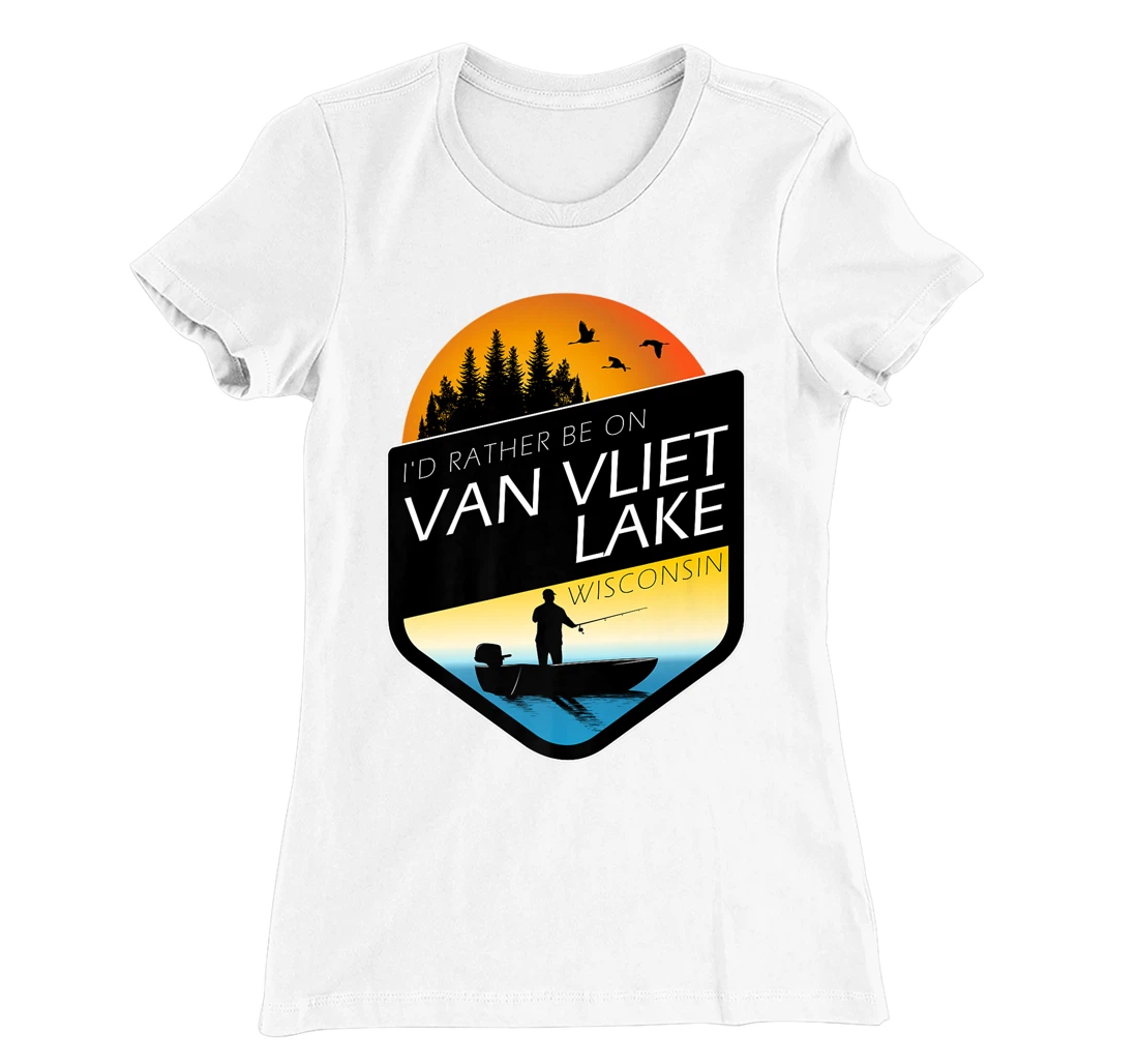 I'd Rather Be On Van Vliet Lake Wisconsin Fishing T-Shirt, Kid T-Shirt and Women T-Shirt