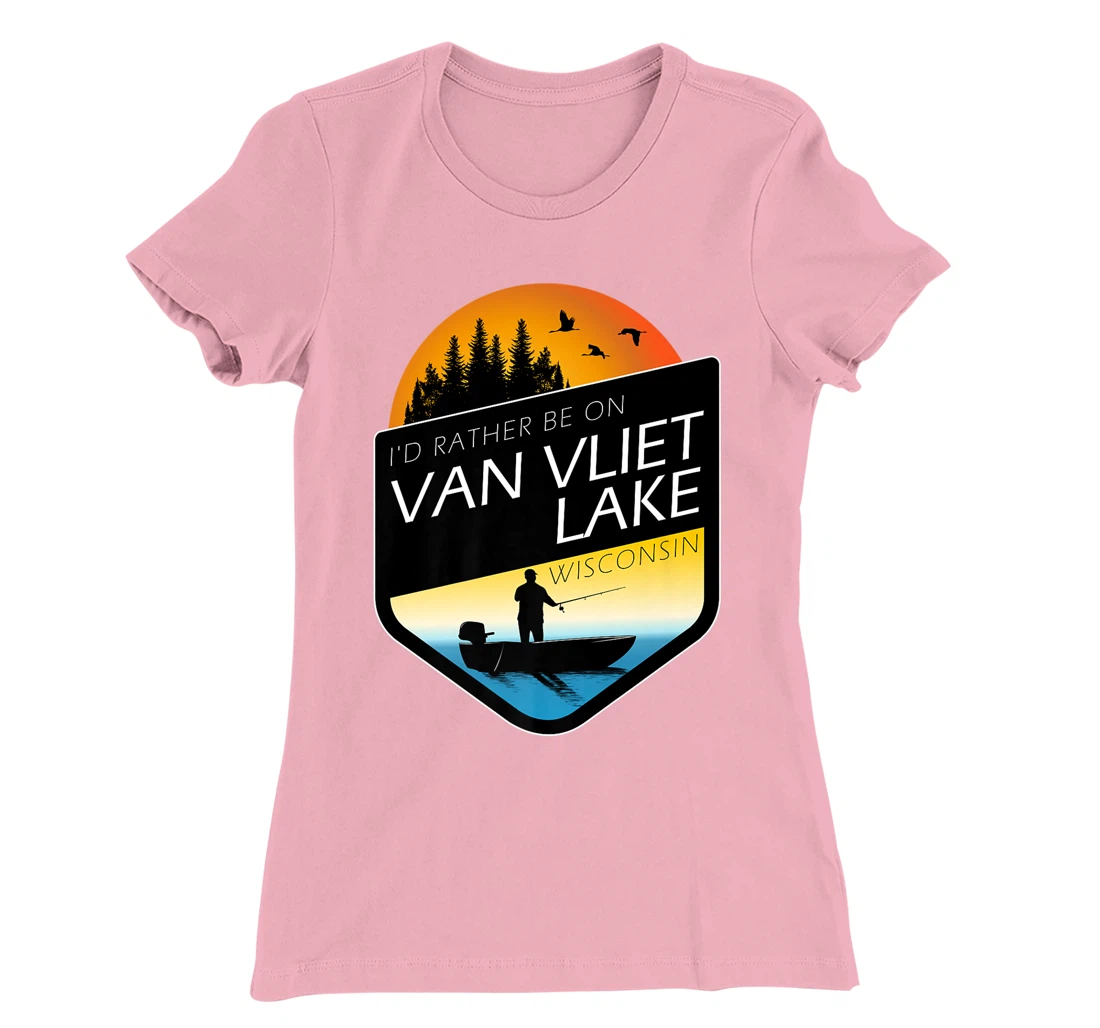 I'd Rather Be On Van Vliet Lake Wisconsin Fishing T-Shirt, Kid T-Shirt and Women T-Shirt