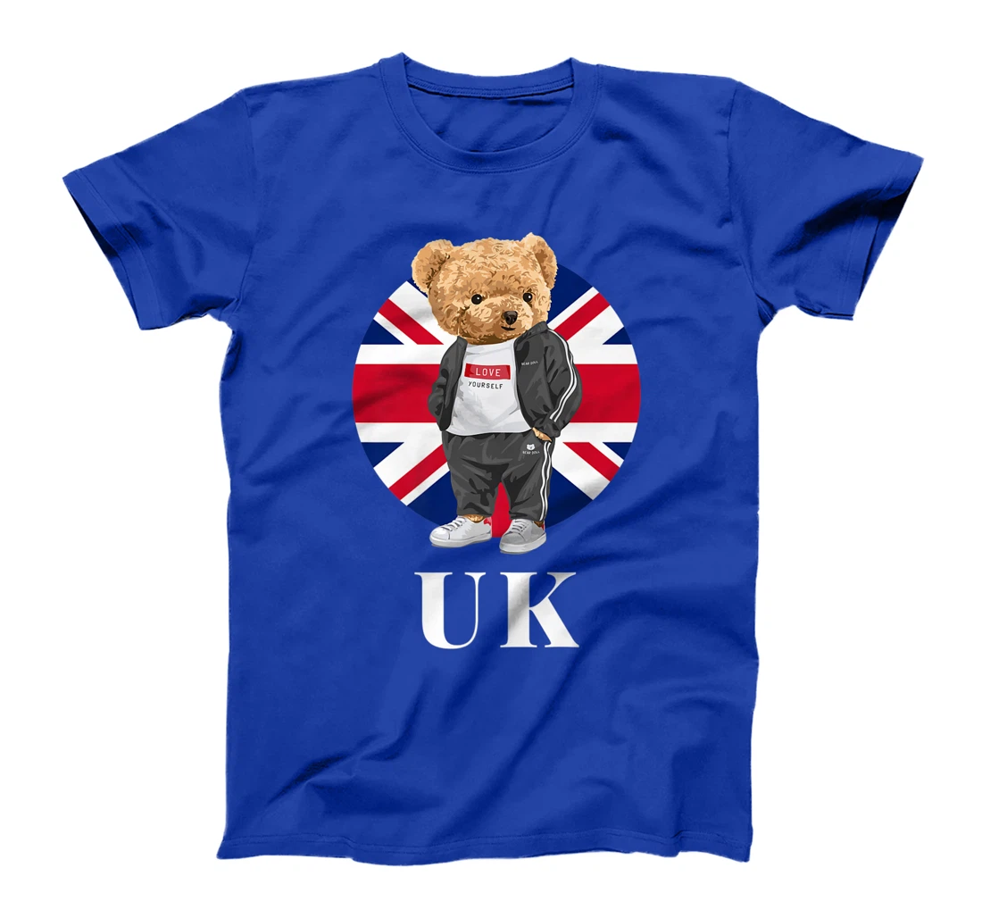 Love Yourself, Cool Illustration Teddy Bear With UK Flag T-Shirt, Kid T-Shirt and Women T-Shirt