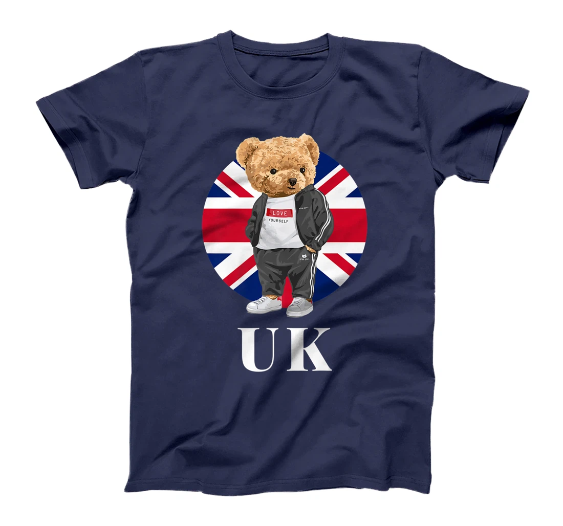 Love Yourself, Cool Illustration Teddy Bear With UK Flag T-Shirt, Kid T-Shirt and Women T-Shirt