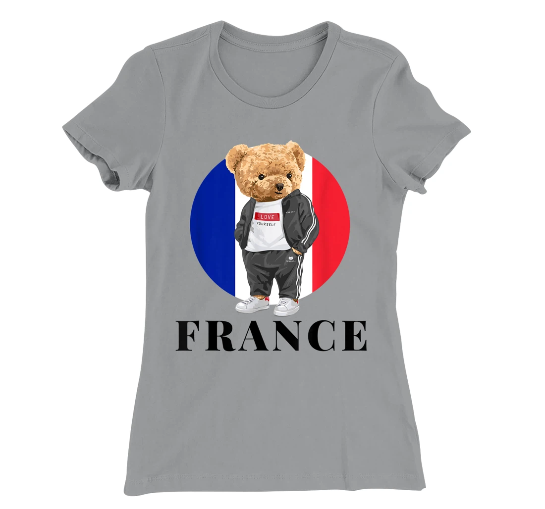 Love Yourself Cool Illustration Teddy Bear With France Flag T-Shirt, Kid T-Shirt and Women T-Shirt