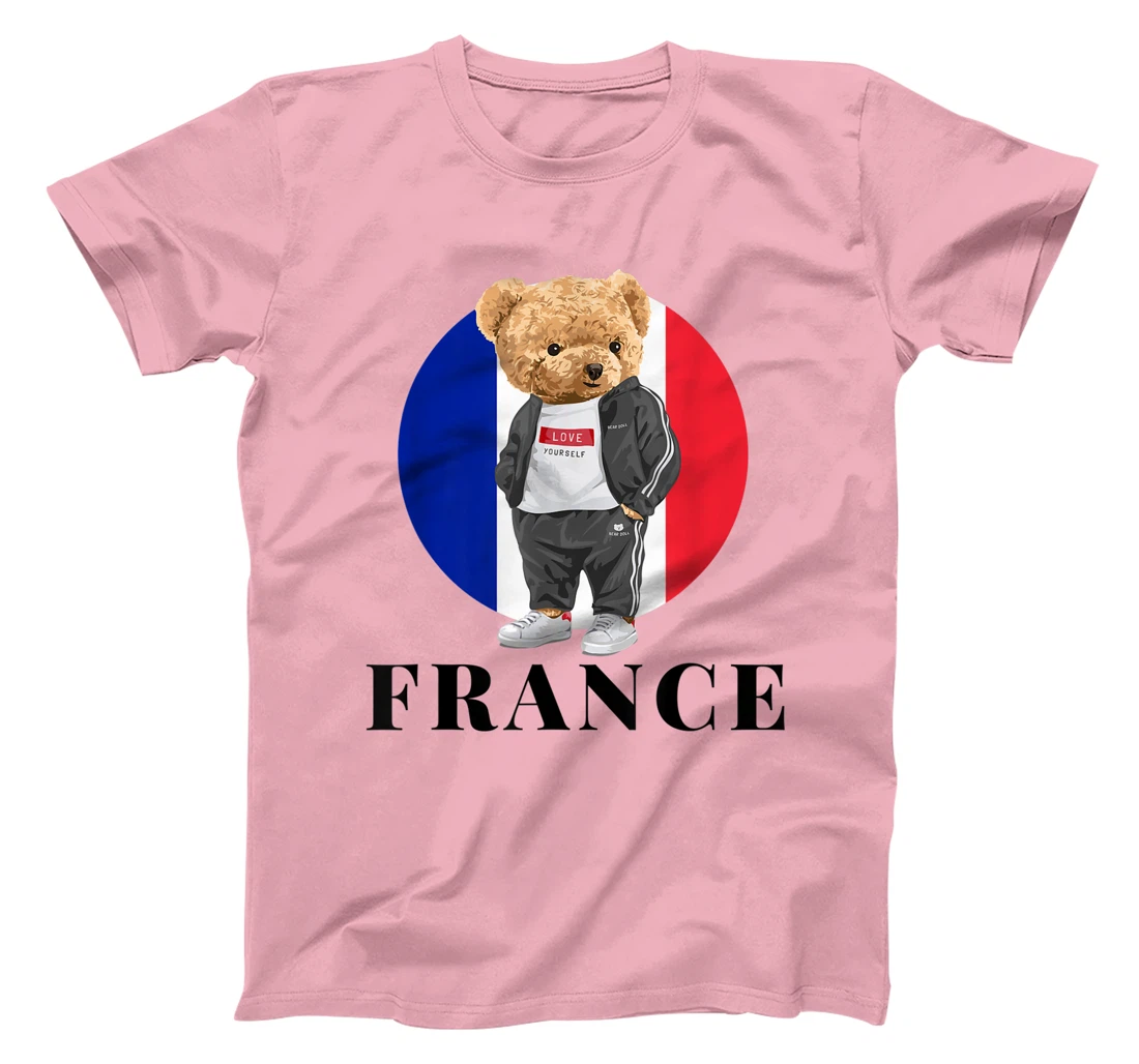Love Yourself Cool Illustration Teddy Bear With France Flag T-Shirt, Kid T-Shirt and Women T-Shirt