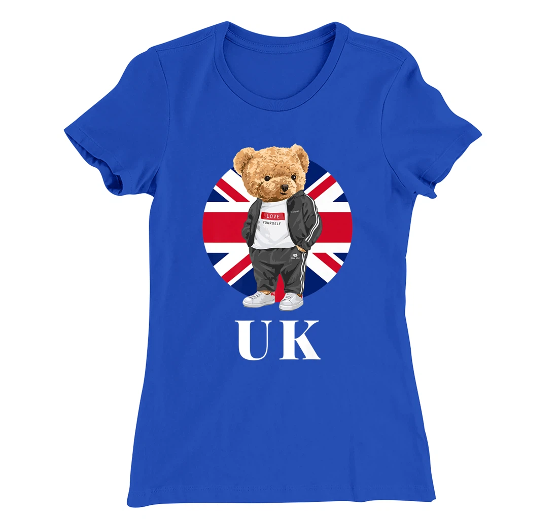 Love Yourself, Cool Illustration Teddy Bear With UK Flag T-Shirt, Kid T-Shirt and Women T-Shirt