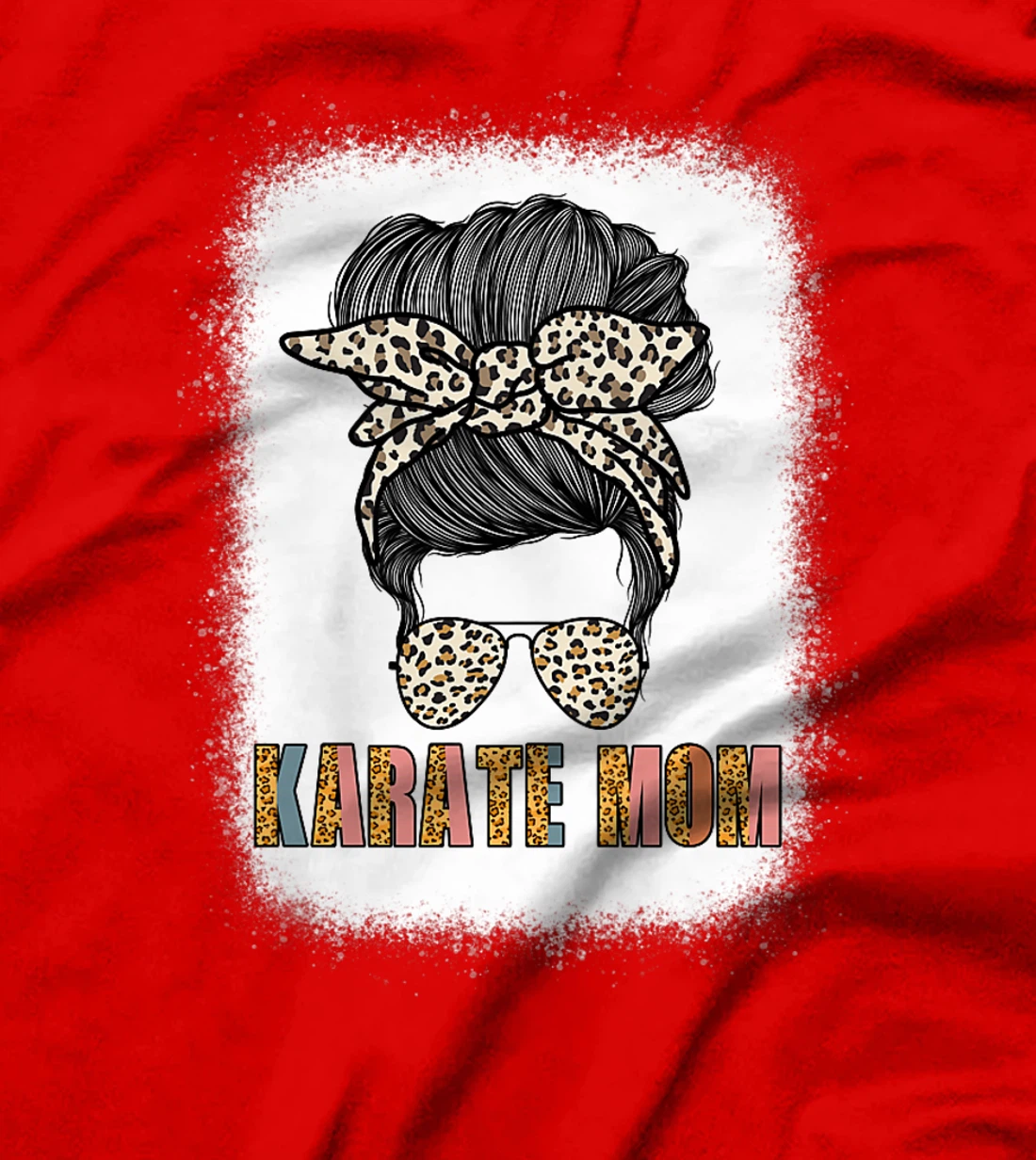 Cute Karate Mom Leopard Print Messy Bun Sunglasses Women T-Shirt, Women T-Shirt