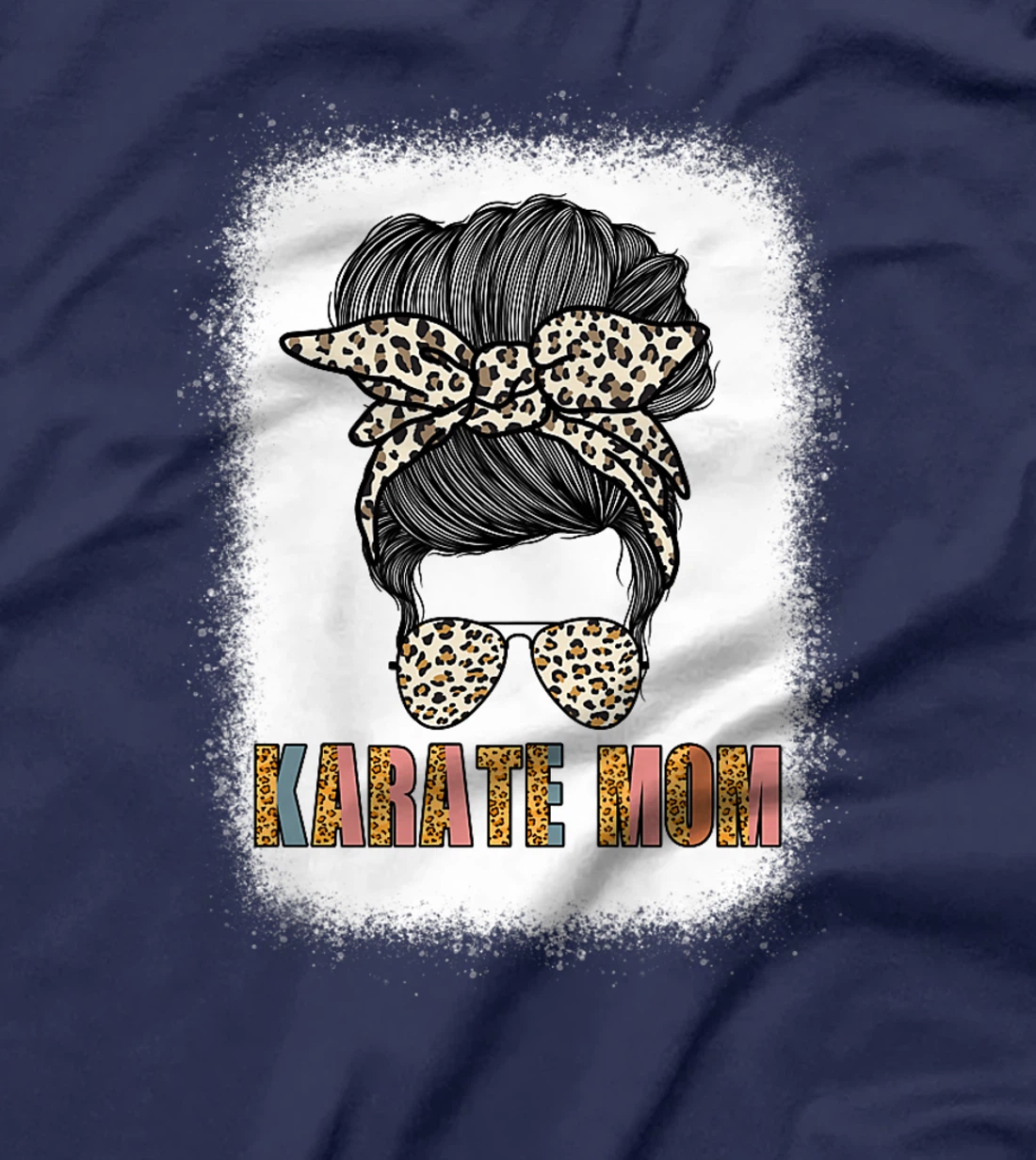 Cute Karate Mom Leopard Print Messy Bun Sunglasses Women T-Shirt, Women T-Shirt