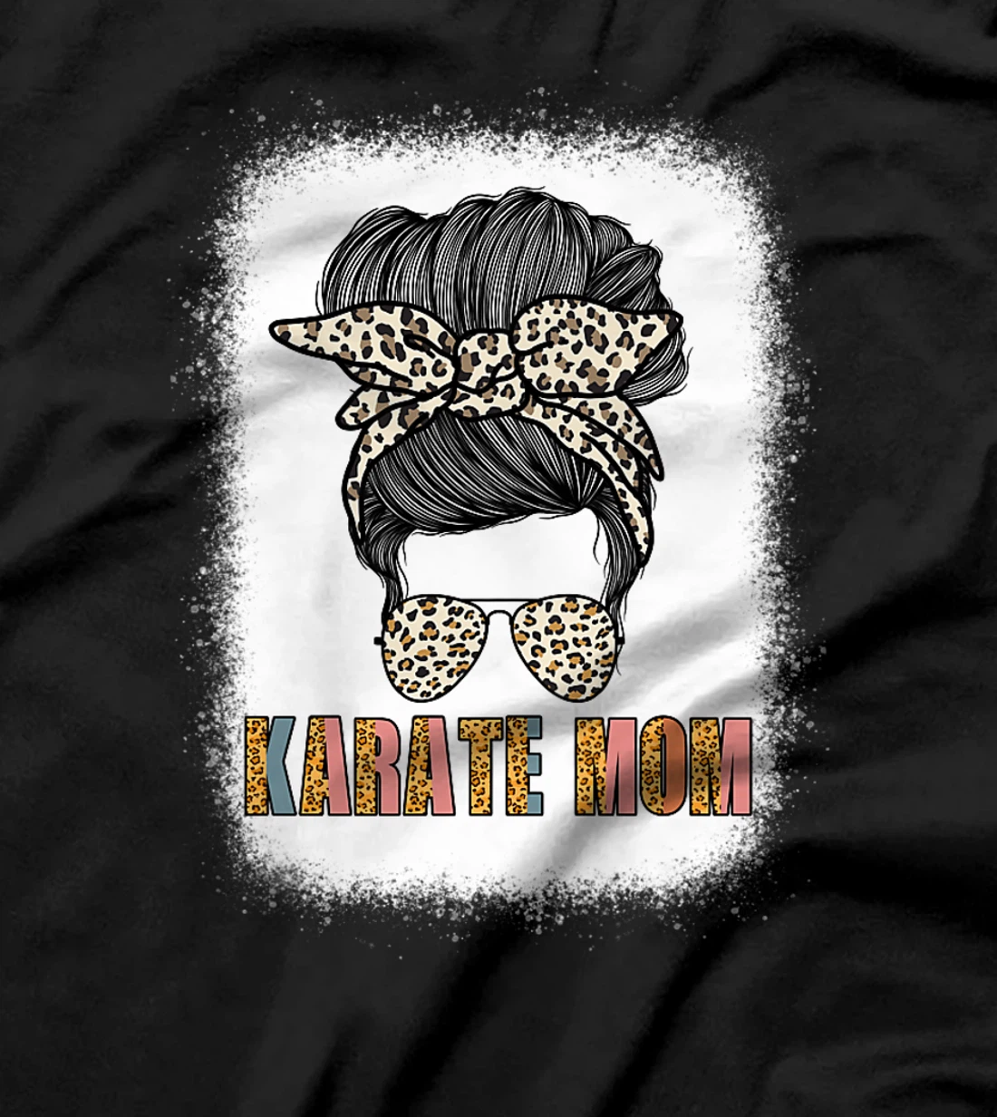 Cute Karate Mom Leopard Print Messy Bun Sunglasses Women T-Shirt, Women T-Shirt
