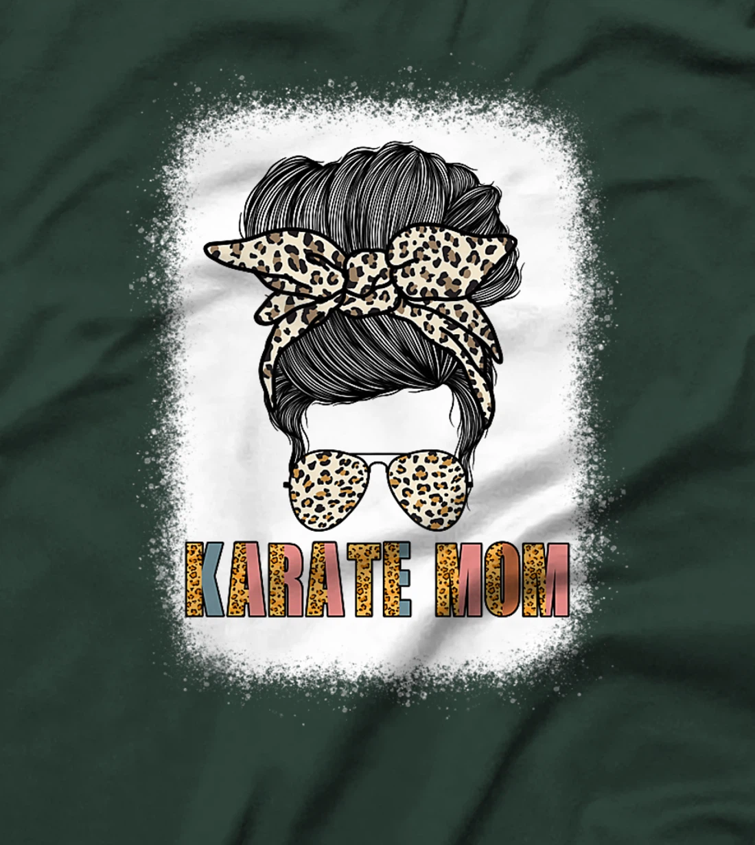 Cute Karate Mom Leopard Print Messy Bun Sunglasses Women T-Shirt, Women T-Shirt