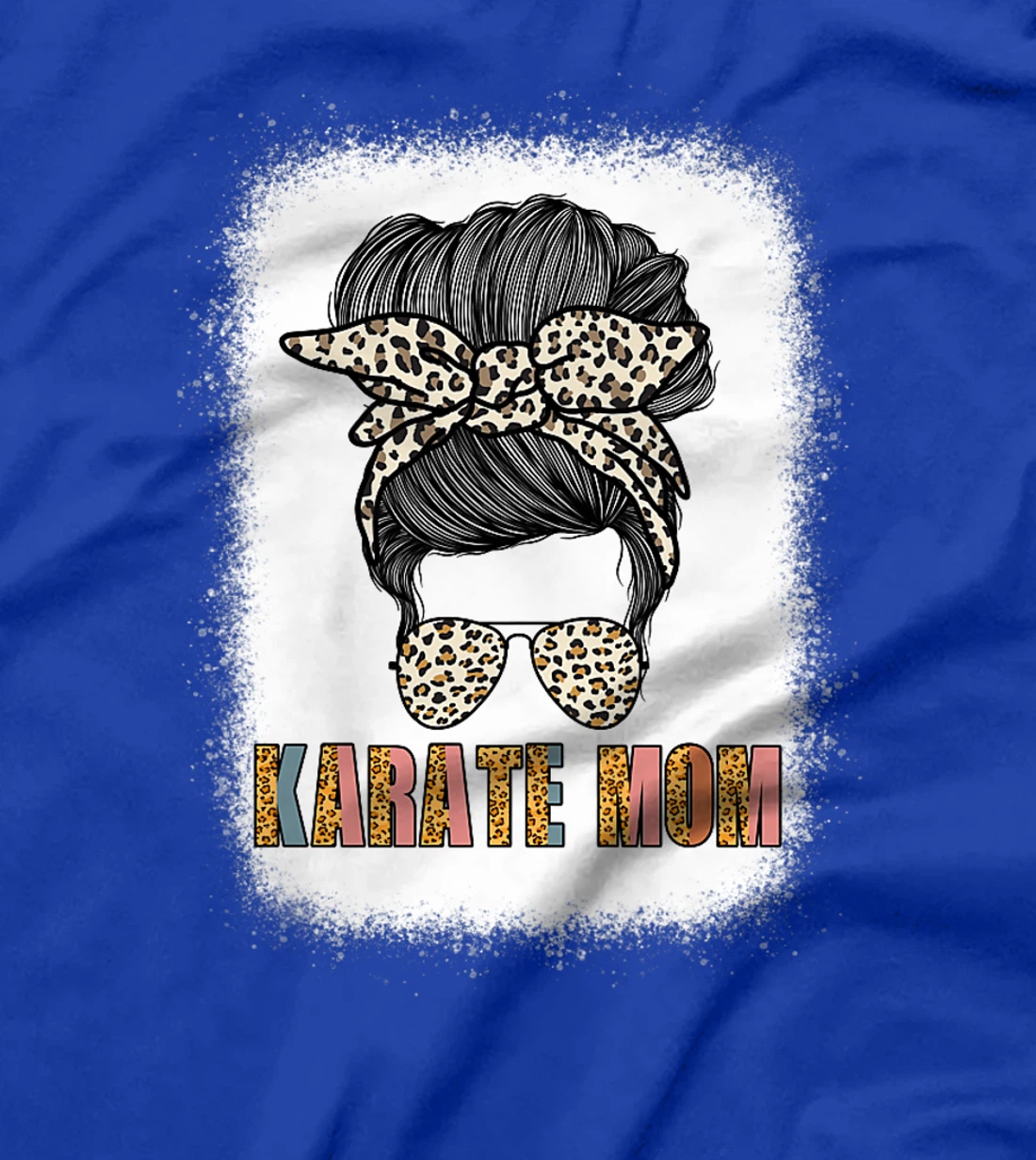 Cute Karate Mom Leopard Print Messy Bun Sunglasses Women T-Shirt, Women T-Shirt