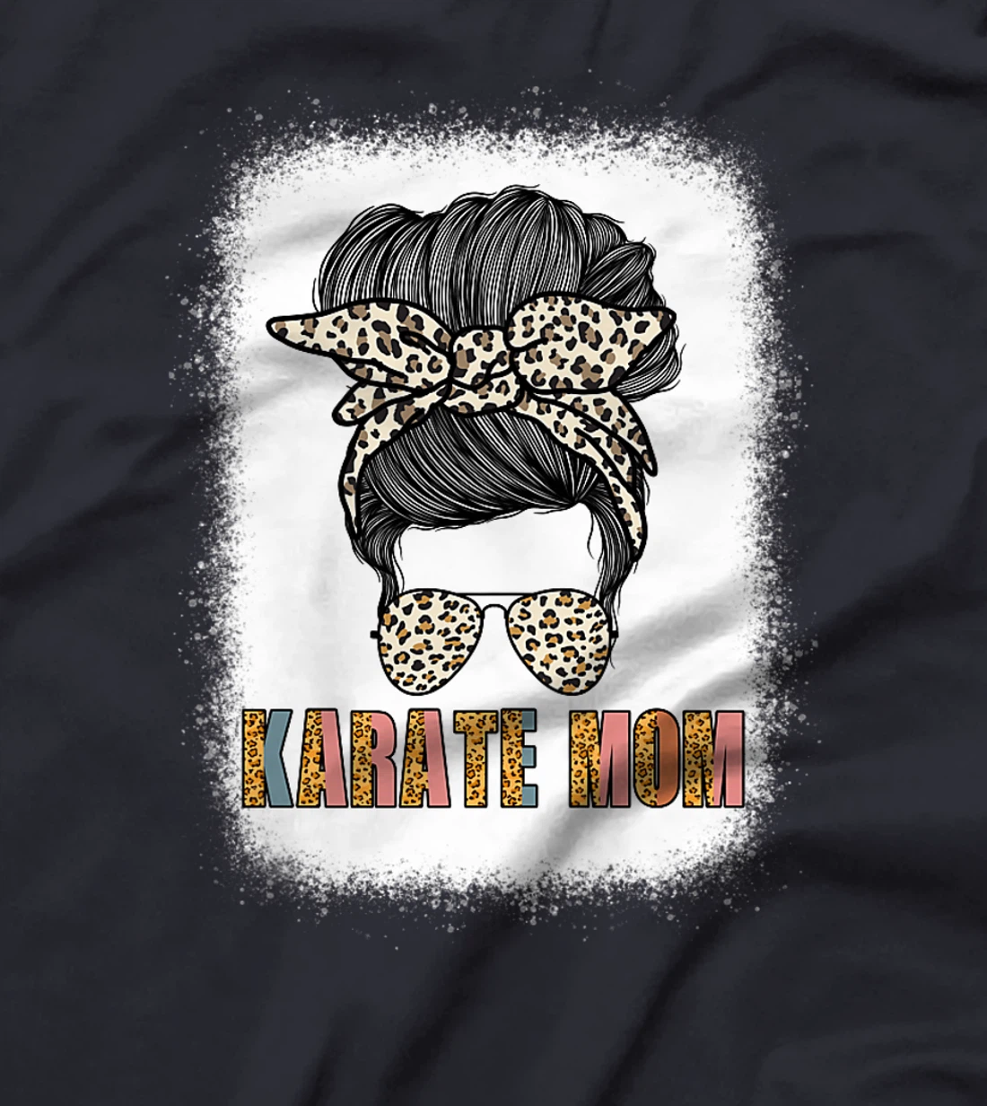 Cute Karate Mom Leopard Print Messy Bun Sunglasses Women T-Shirt, Women T-Shirt