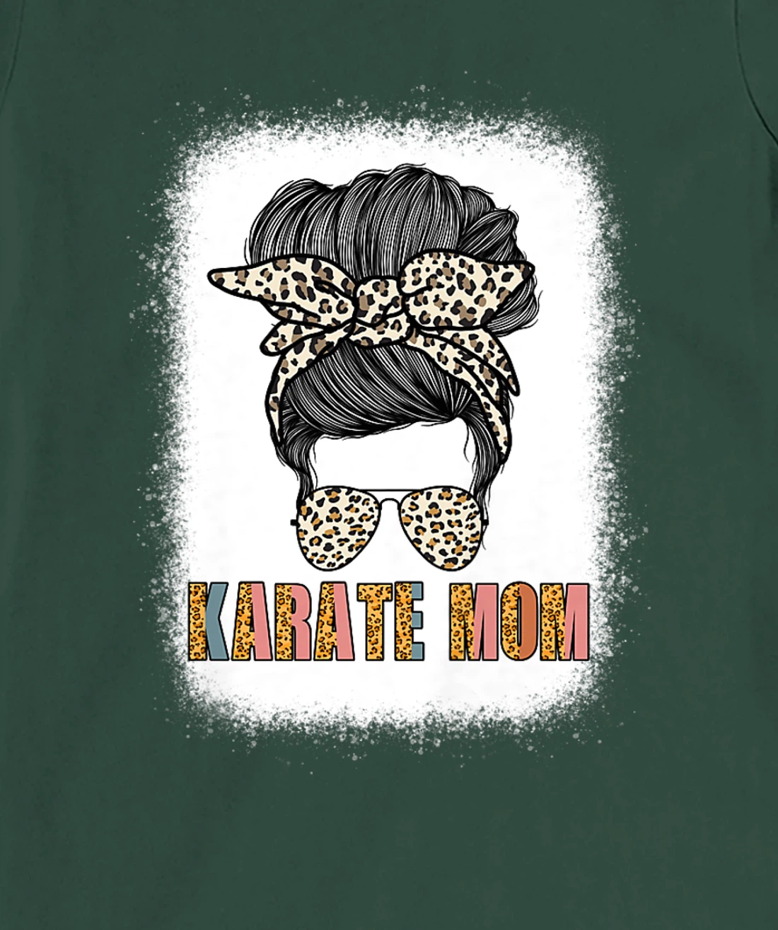 Cute Karate Mom Leopard Print Messy Bun Sunglasses Women T-Shirt, Women T-Shirt