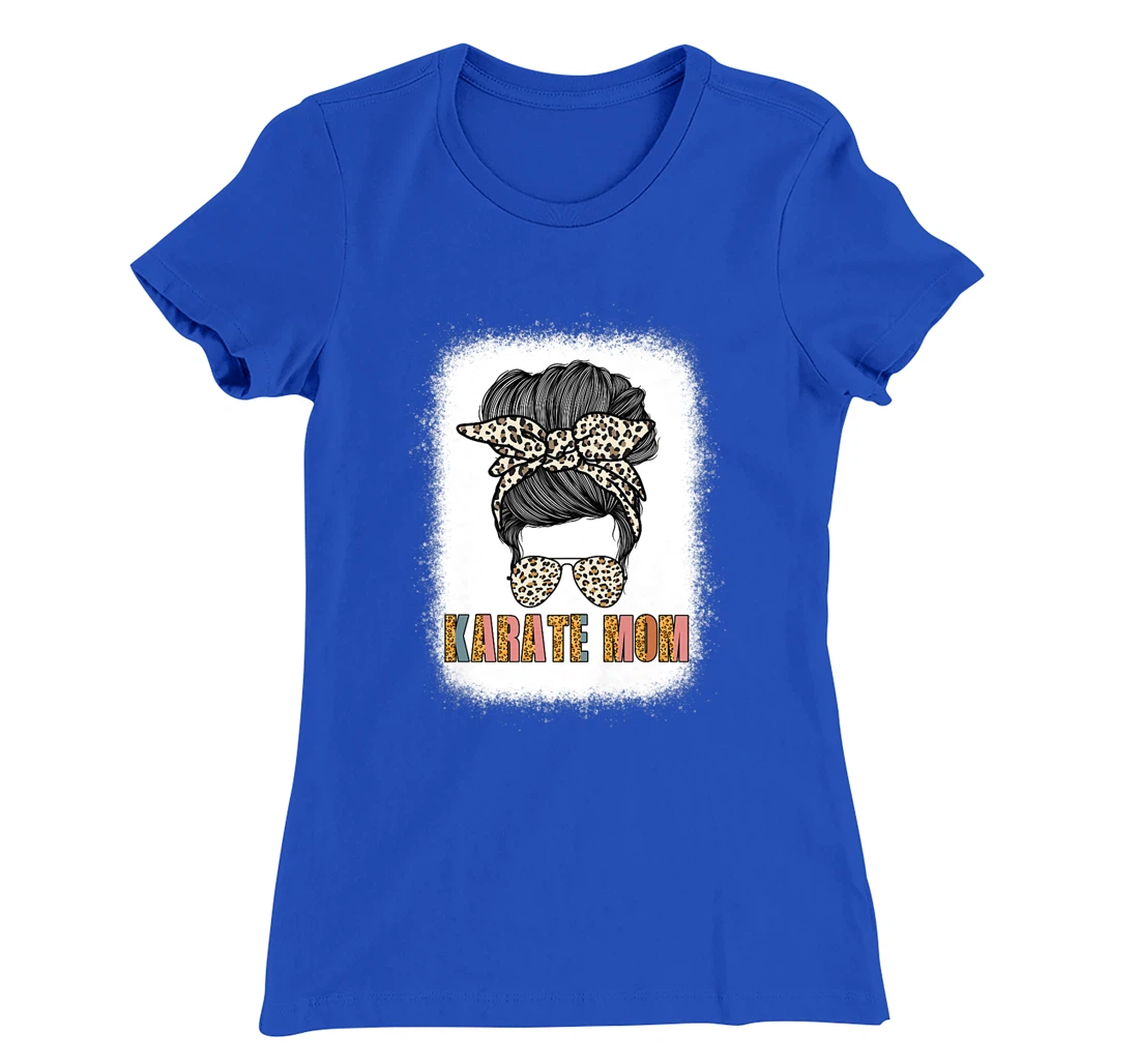 Cute Karate Mom Leopard Print Messy Bun Sunglasses Women T-Shirt, Women T-Shirt